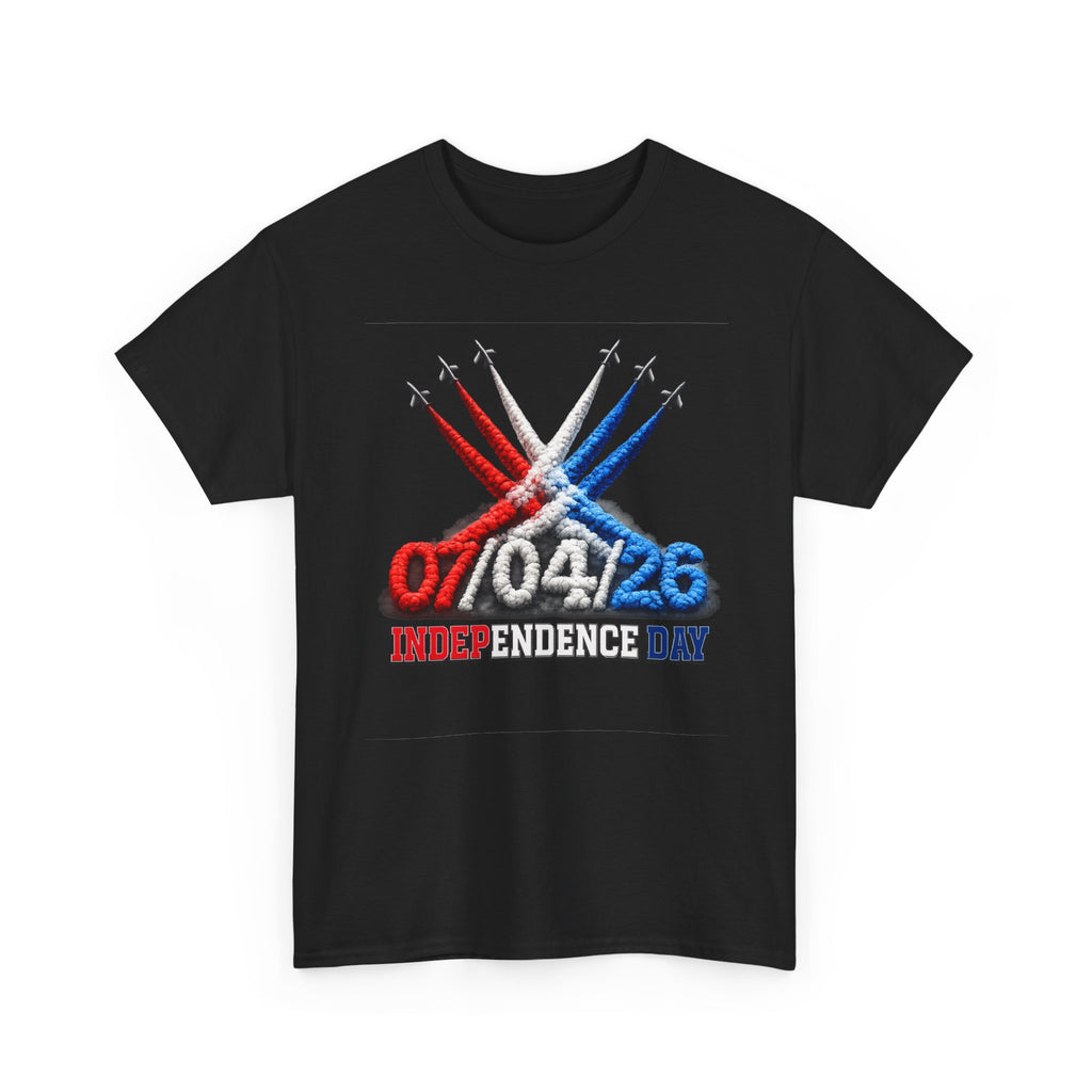Independence Day Jet Flyover T-Shirt — 07/04/26 Patriotic Red White Blue Tee