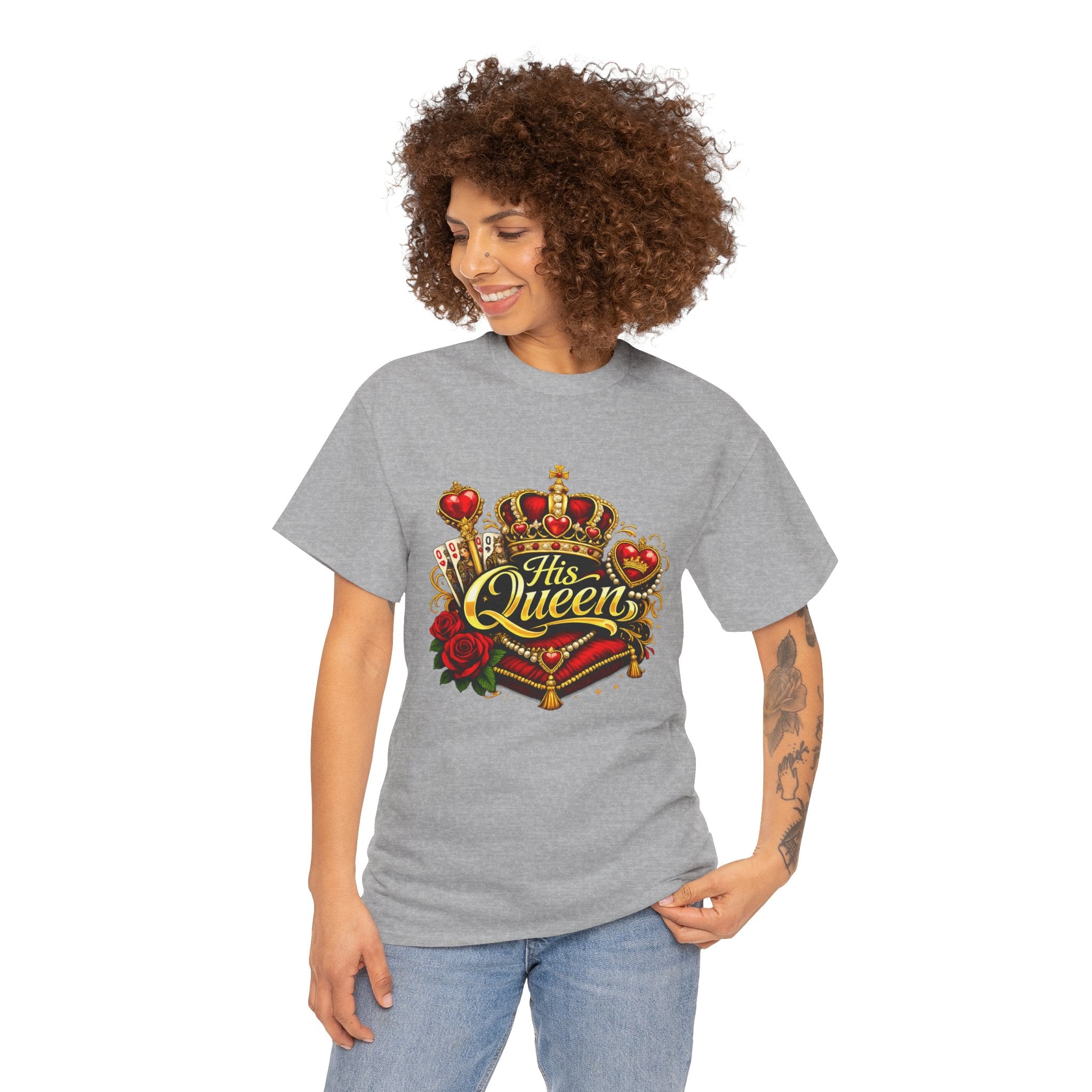 His Queen T-Shirt — Royal Crown & Rose Graphic Tee