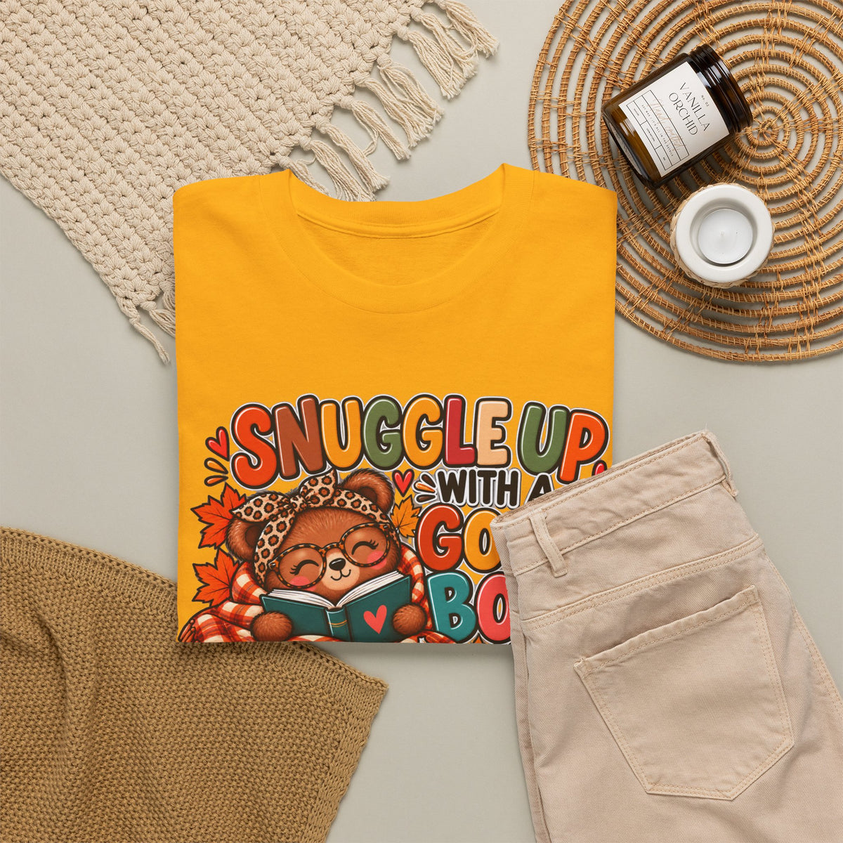 Cozy Fall Reading T‑Shirt - "Snuggle Up With A Good Book" Cute Autumn Booklover Tee