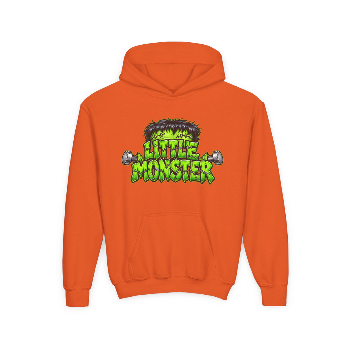 Youth Hoodie "Little Monster" Green Cartoon Kids Sweatshirt