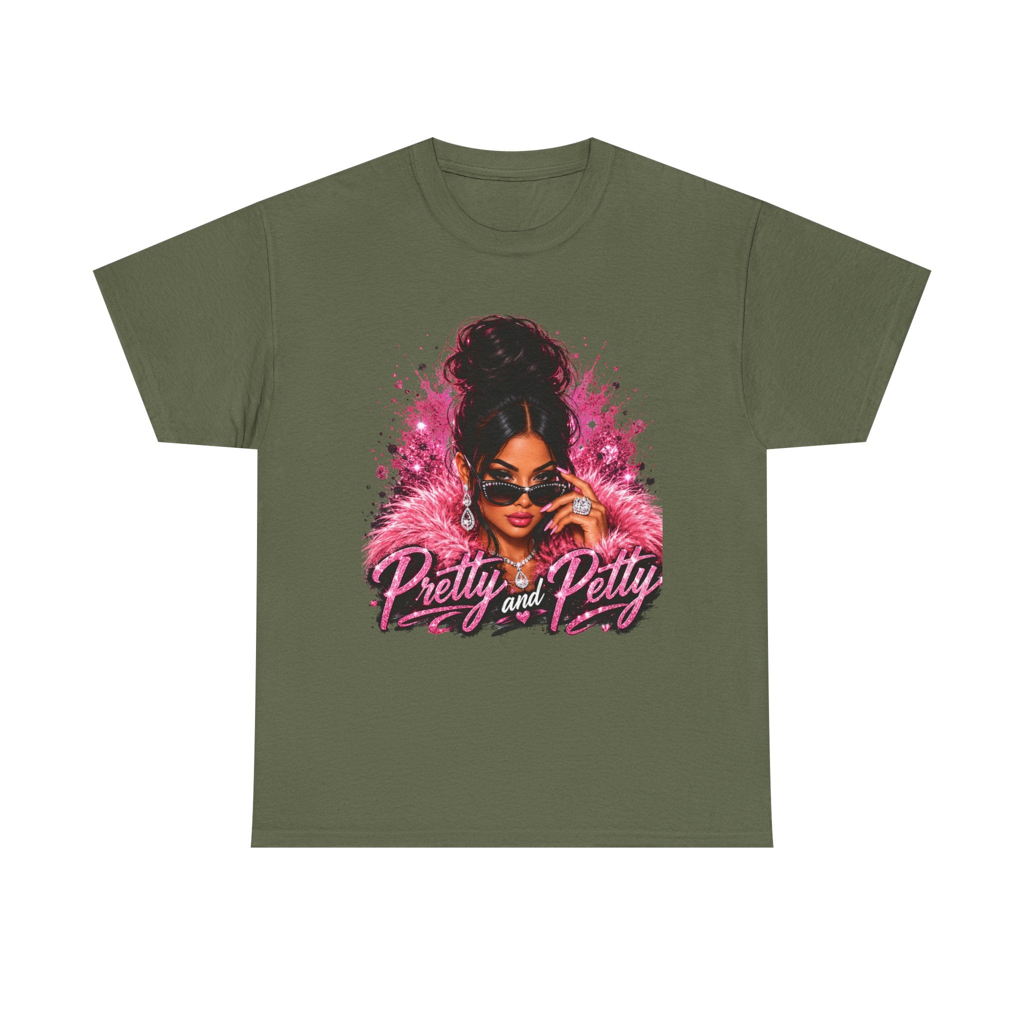 Pretty and Petty Graphic Tee — Bold Pink Afro Chic Women's Shirt