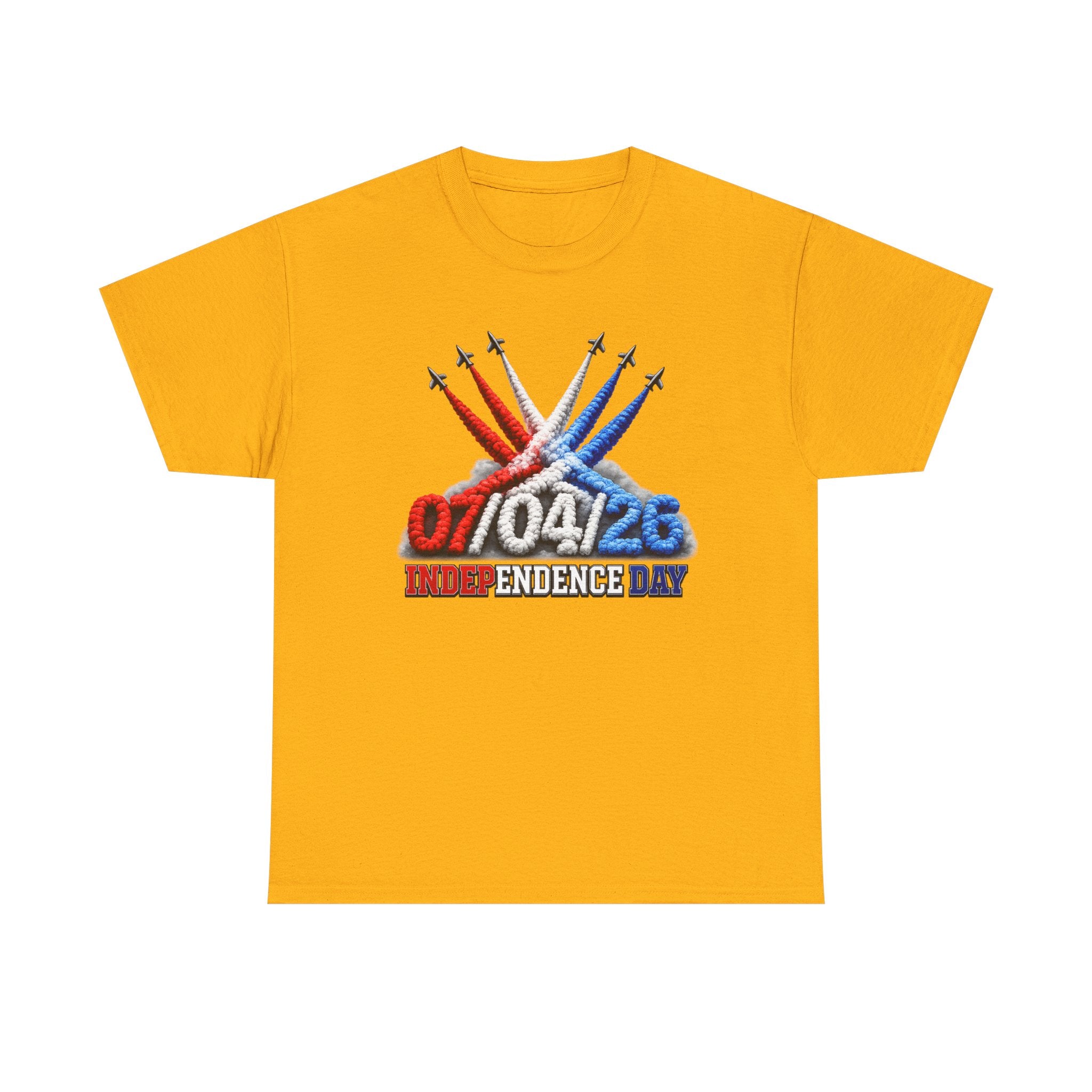 Independence Day Jet Flyover T-Shirt — 07/04/26 Patriotic Red White Blue Tee
