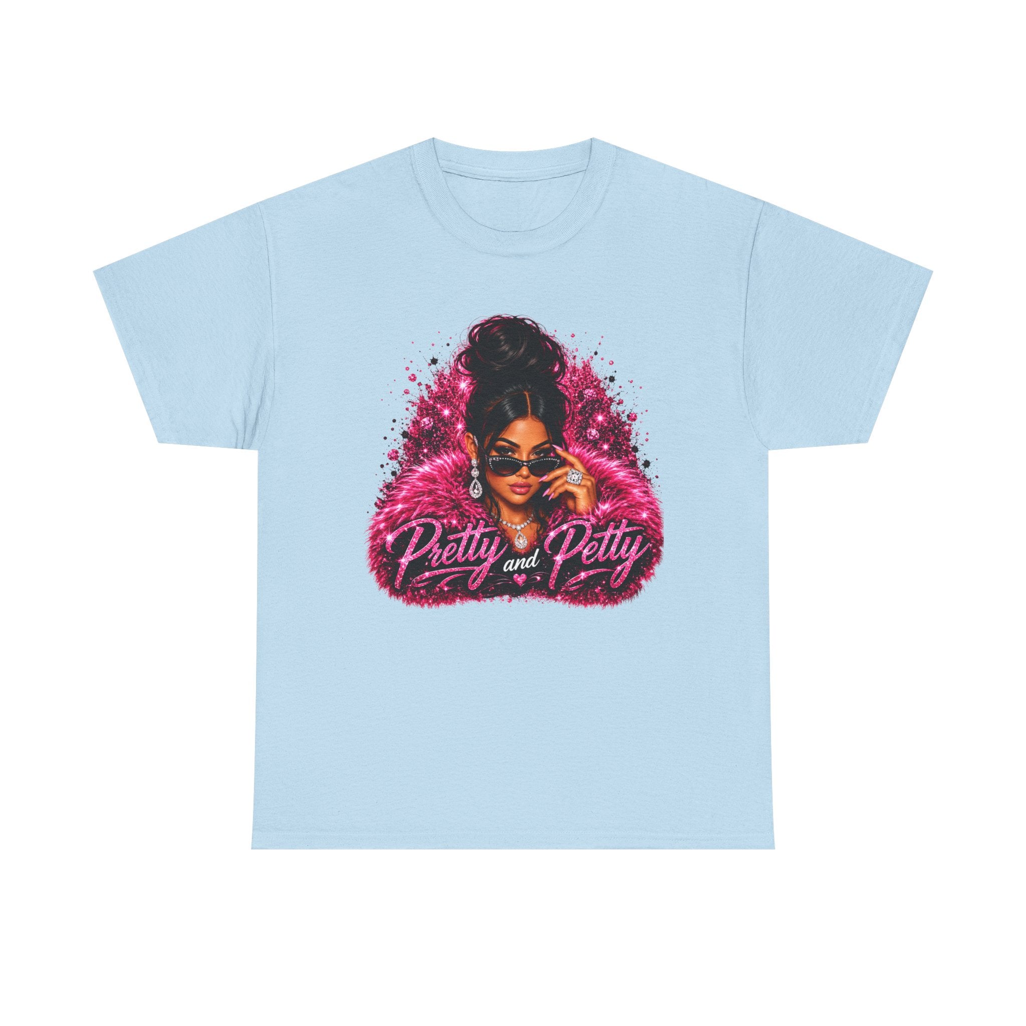 Pretty and Petty Graphic Tee — Bold Pink Afro Chic Women's Shirt