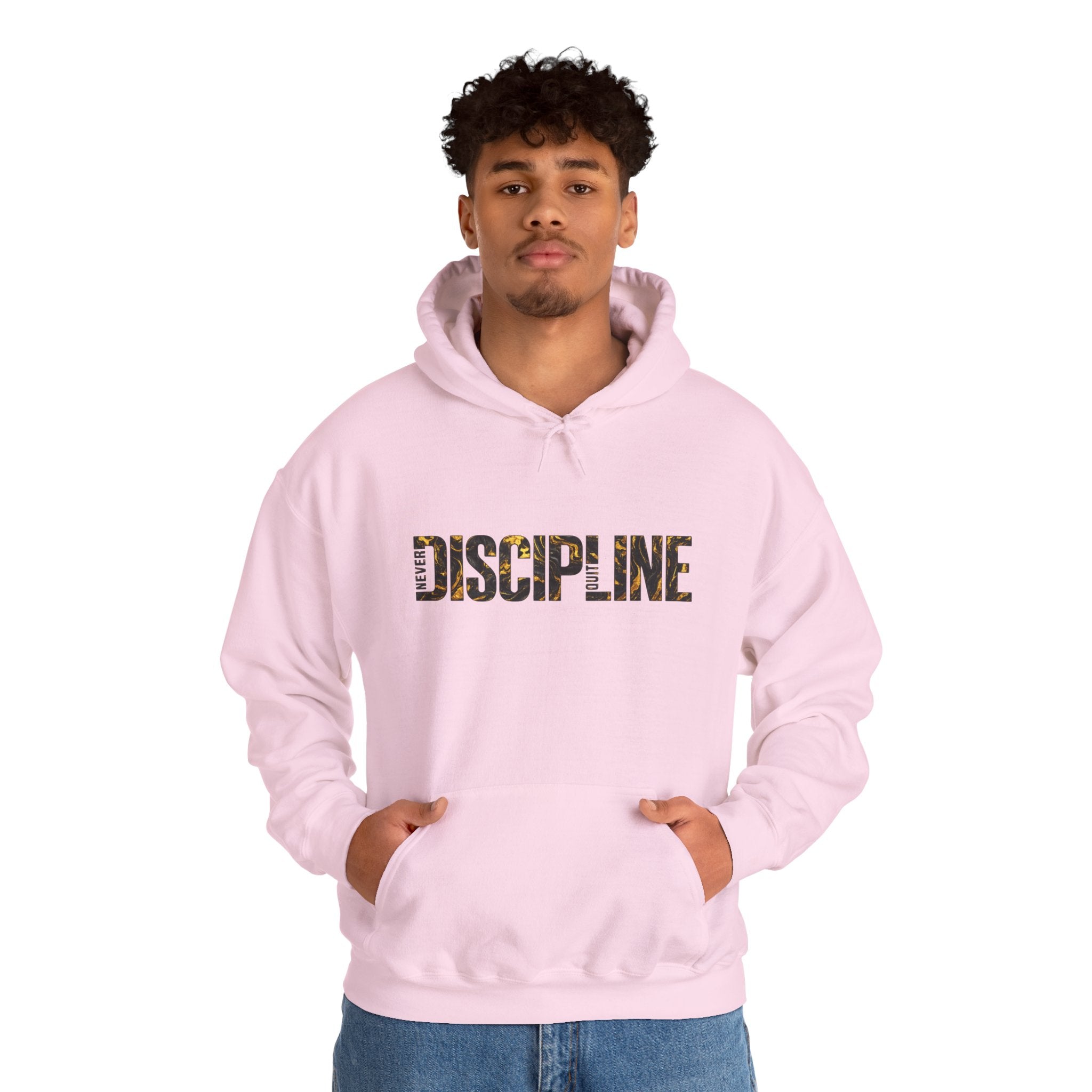Discipline Hoodie — Bold Marble Print Motivational Sweatshirt