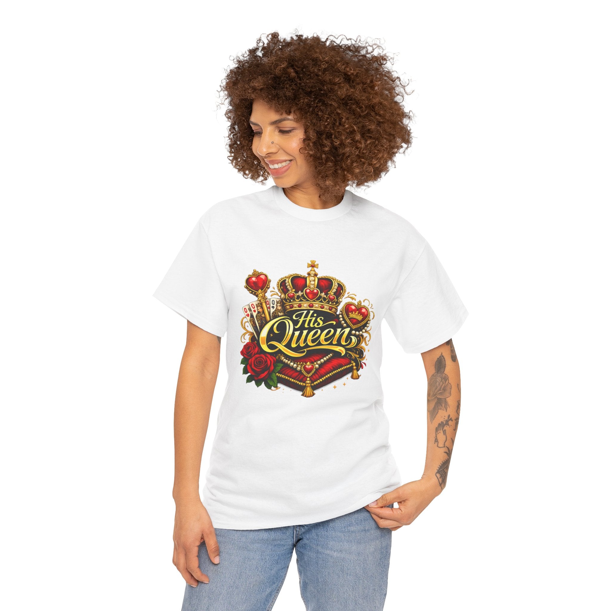 His Queen T-Shirt — Royal Crown & Rose Graphic Tee