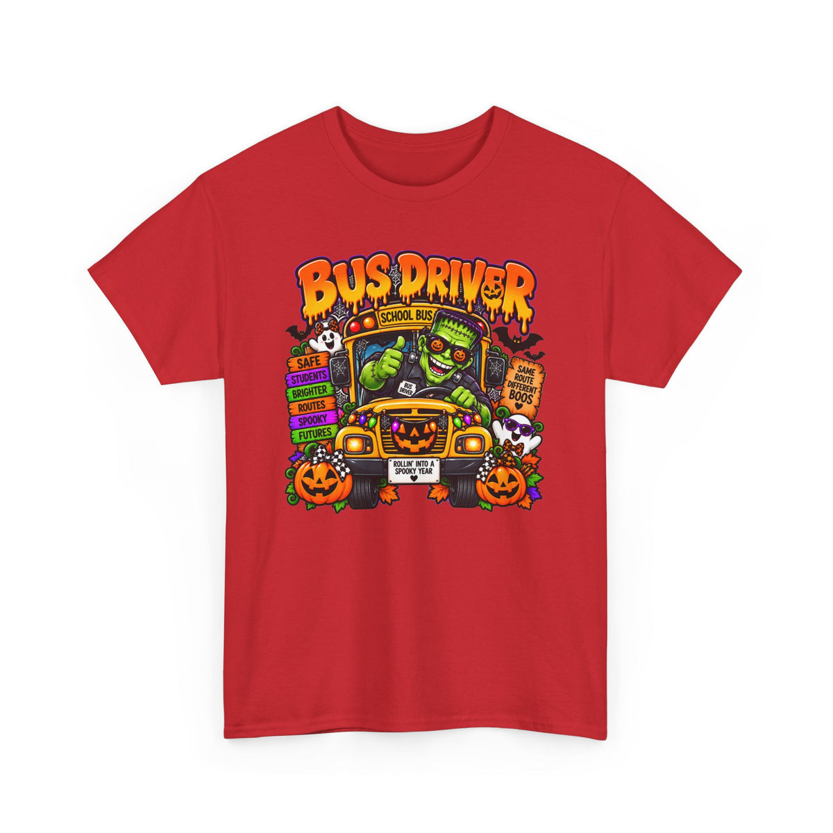 Halloween Bus Driver Tee — Funny School Bus Driver Pumpkin Design