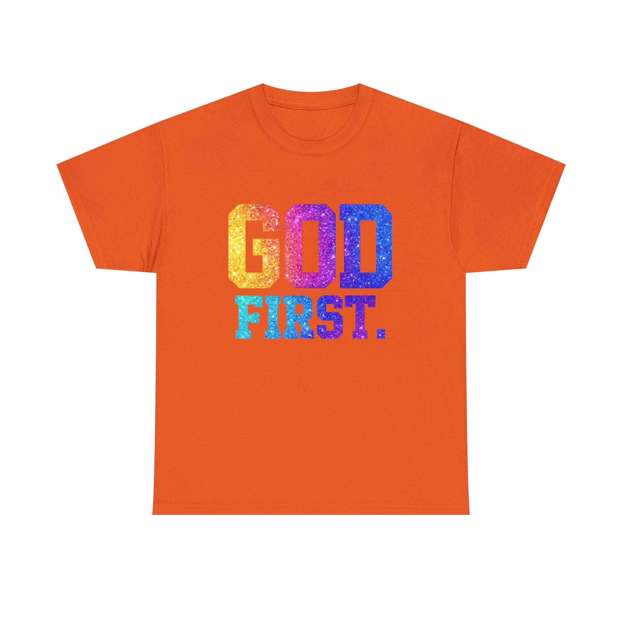 God First T-Shirt — Rainbow Glitter Faith Tee