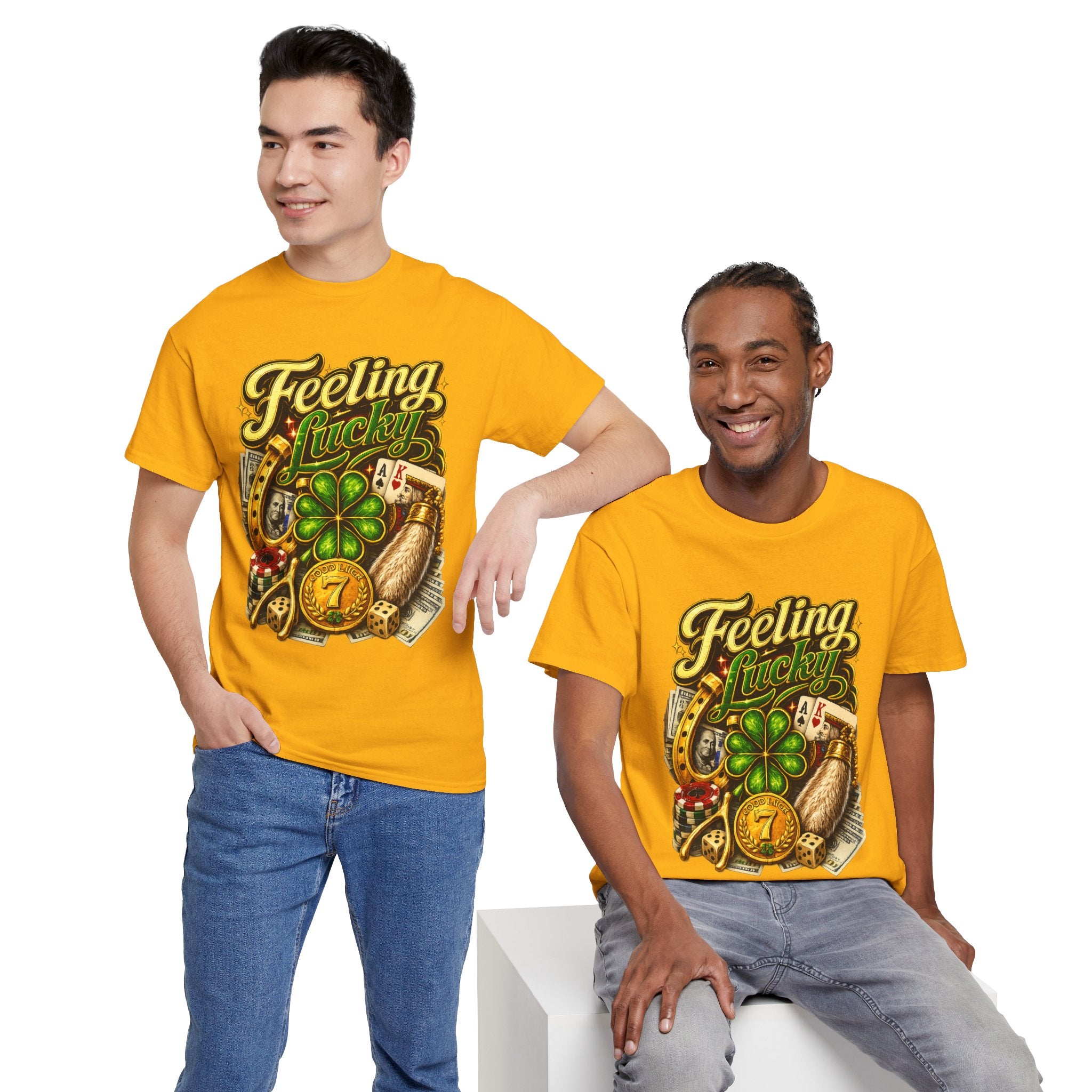 Feeling Lucky T‑Shirt — Vintage Casino Four‑Leaf Clover St. Patrick’s Tee