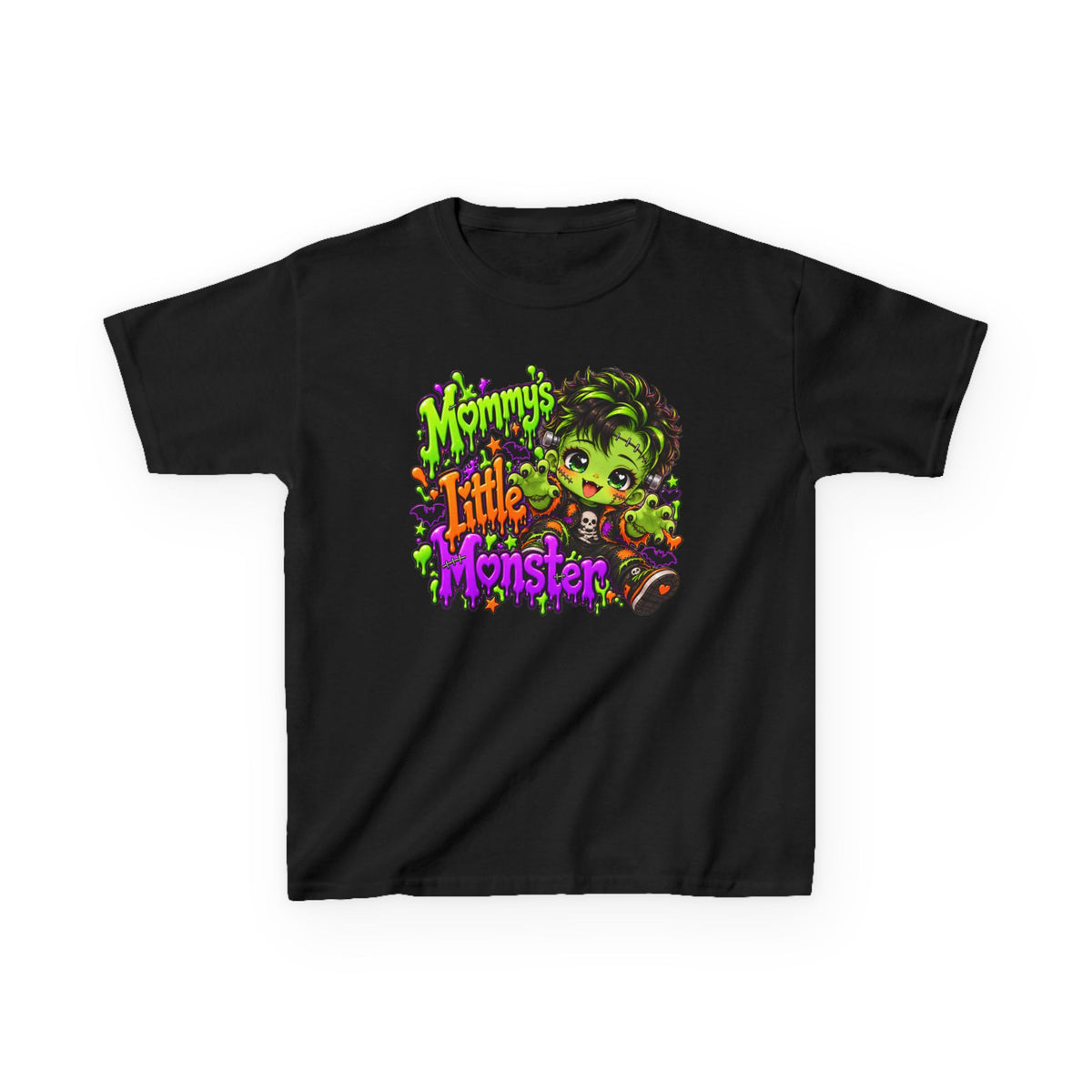 Kids T-Shirt — "Mommy's Little Monster" Cute Halloween Green Monster Tee