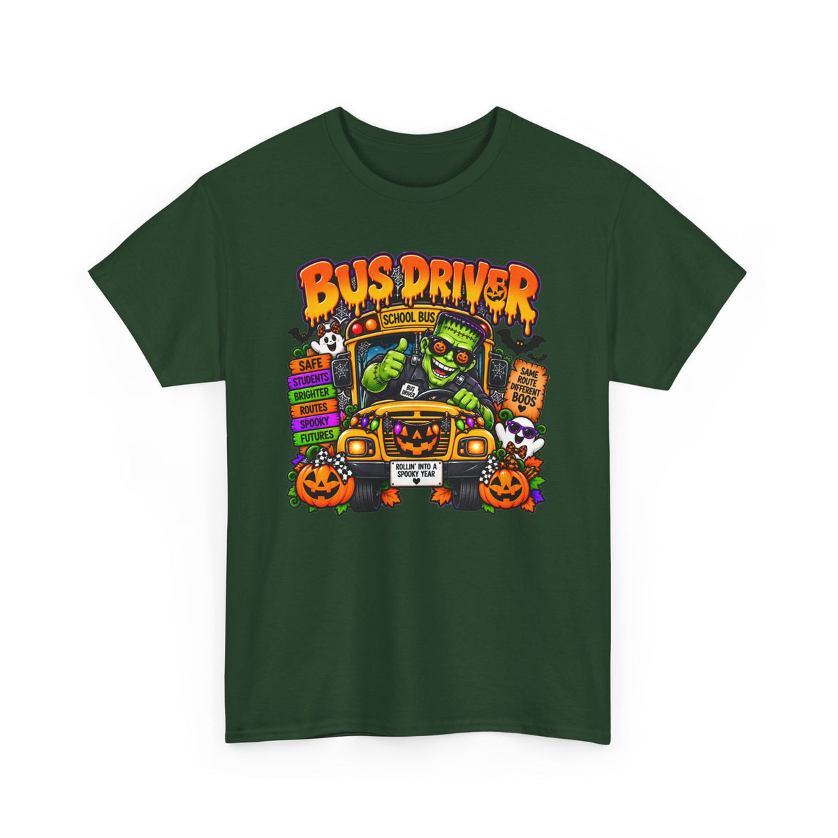 Halloween Bus Driver Tee — Funny School Bus Driver Pumpkin Design
