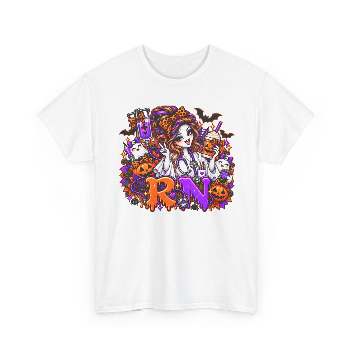 Halloween Nurse RN T‑Shirt — Spooky Pumpkin Skull Medical Halloween Tee