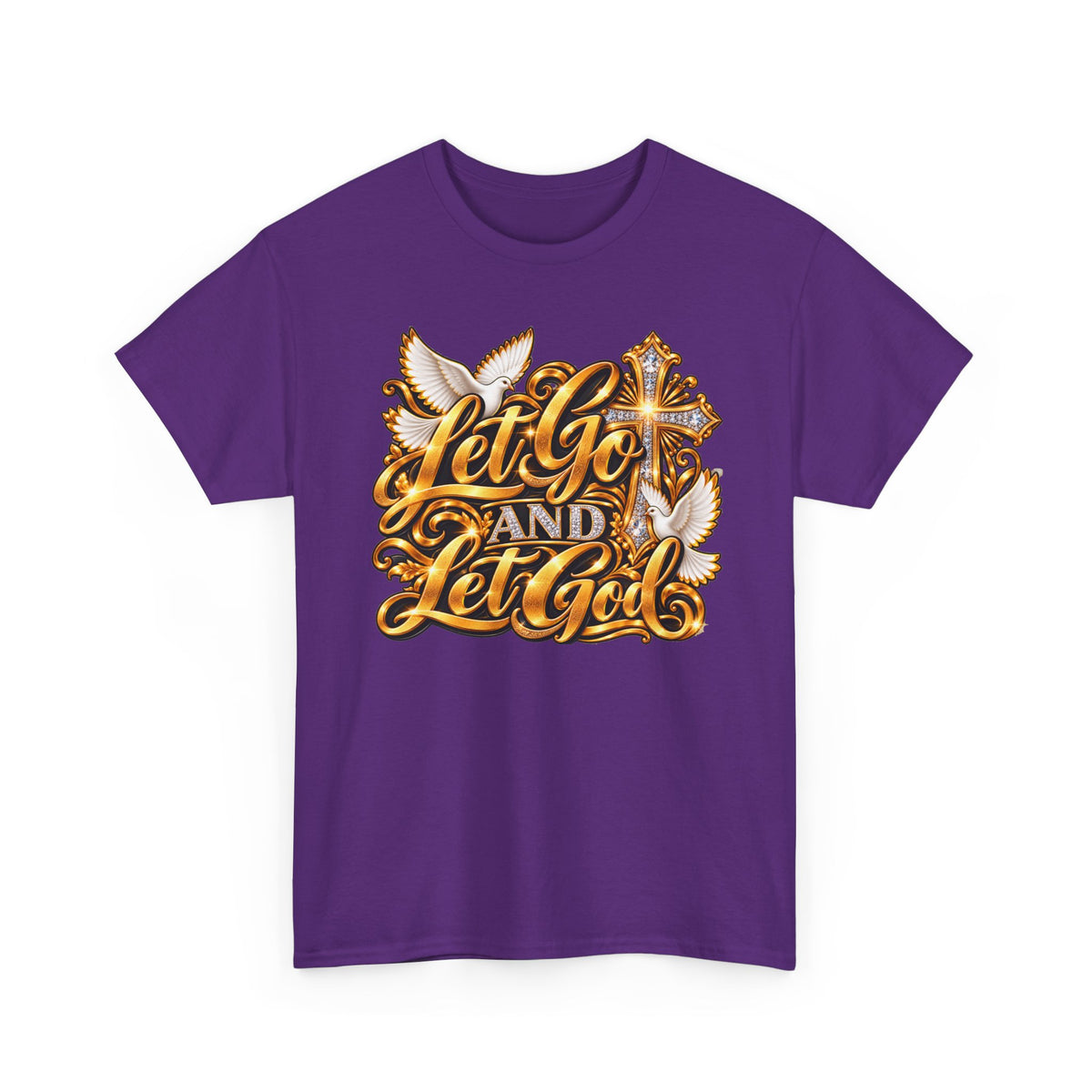 Let Go and Let God T-Shirt — Inspirational Christian Faith Tee with Dove & Cross