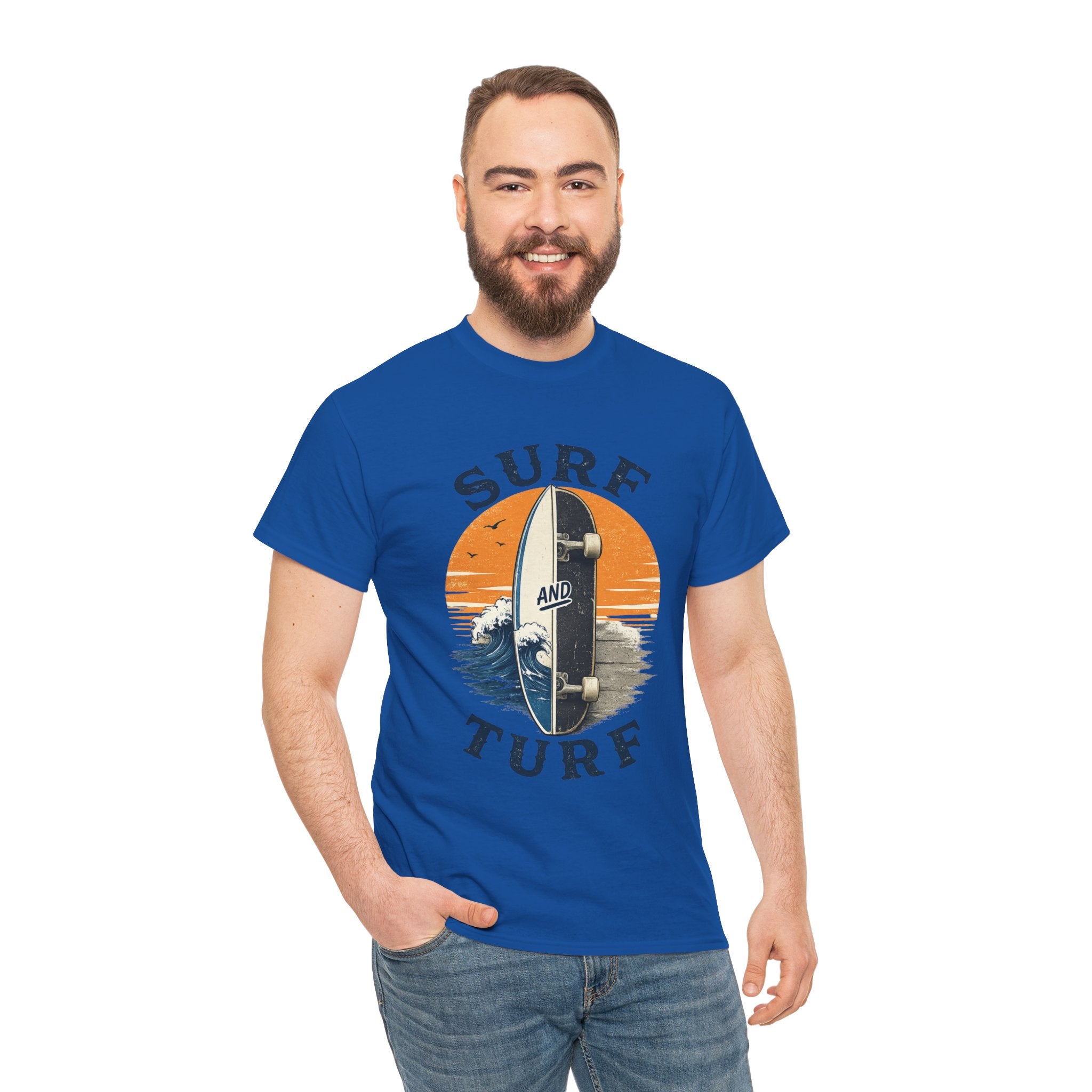 Surf and Turf Skateboard Tee — Vintage Coastal Surfing Skate Shirt