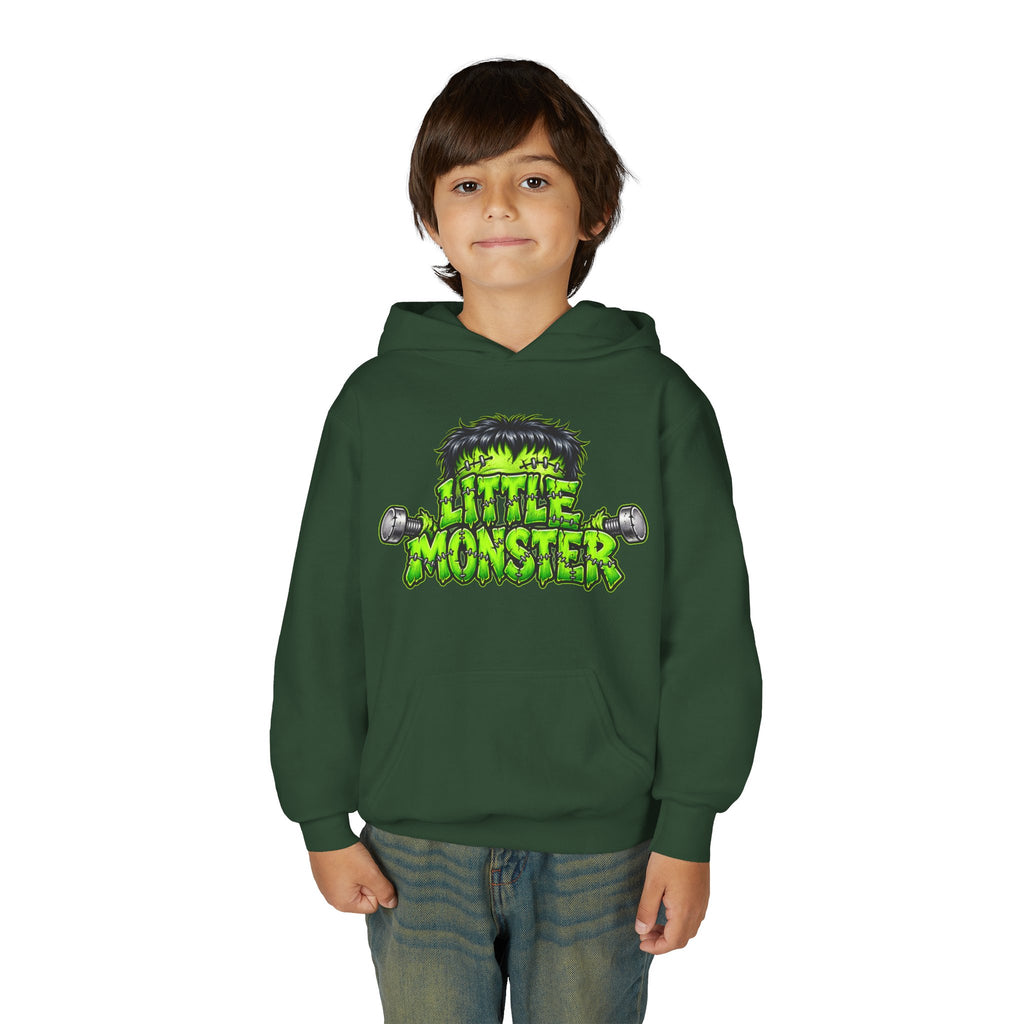 Youth Hoodie "Little Monster" Green Cartoon Kids Sweatshirt