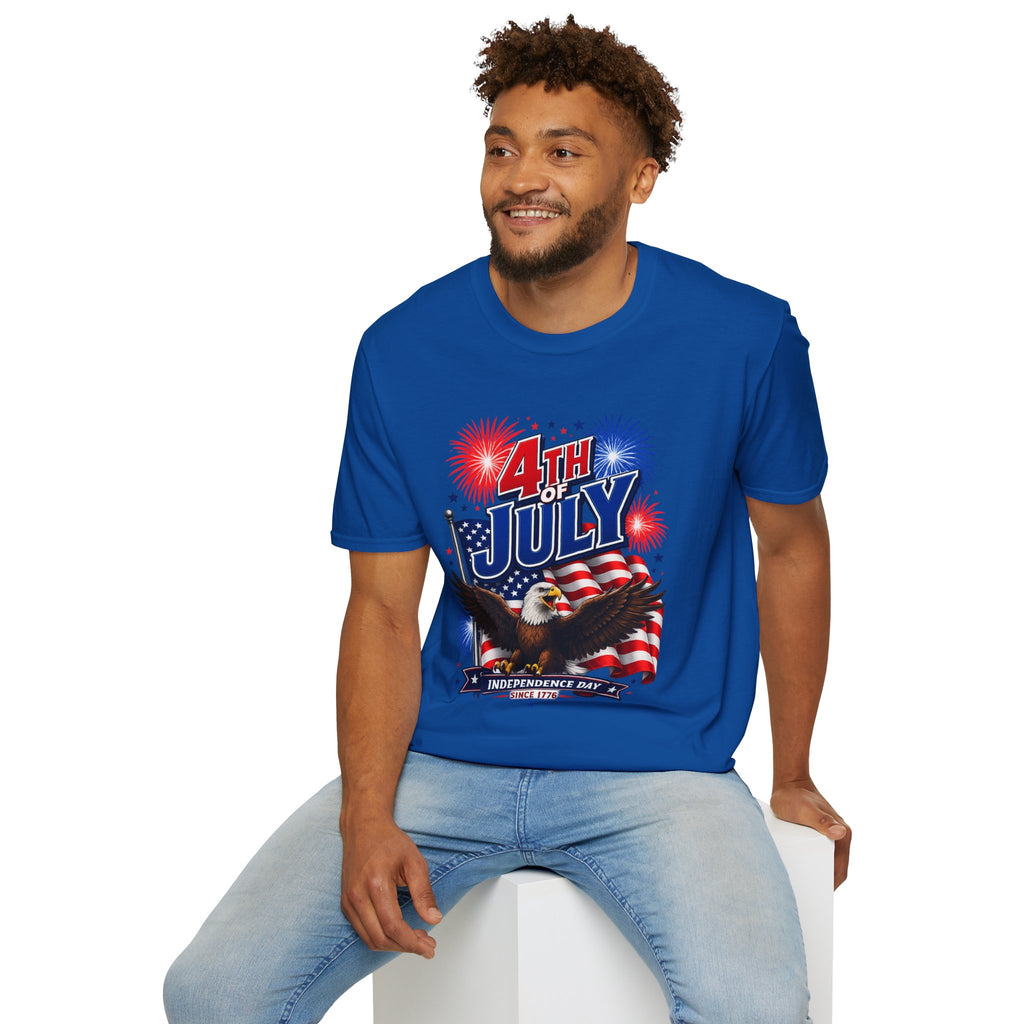 4th of July T-Shirt — Patriotic Fireworks & Eagle Independence Day Tee