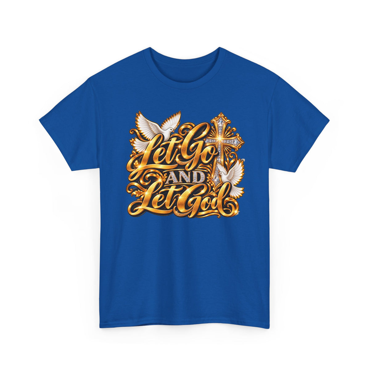 Let Go and Let God T-Shirt — Inspirational Christian Faith Tee with Dove & Cross