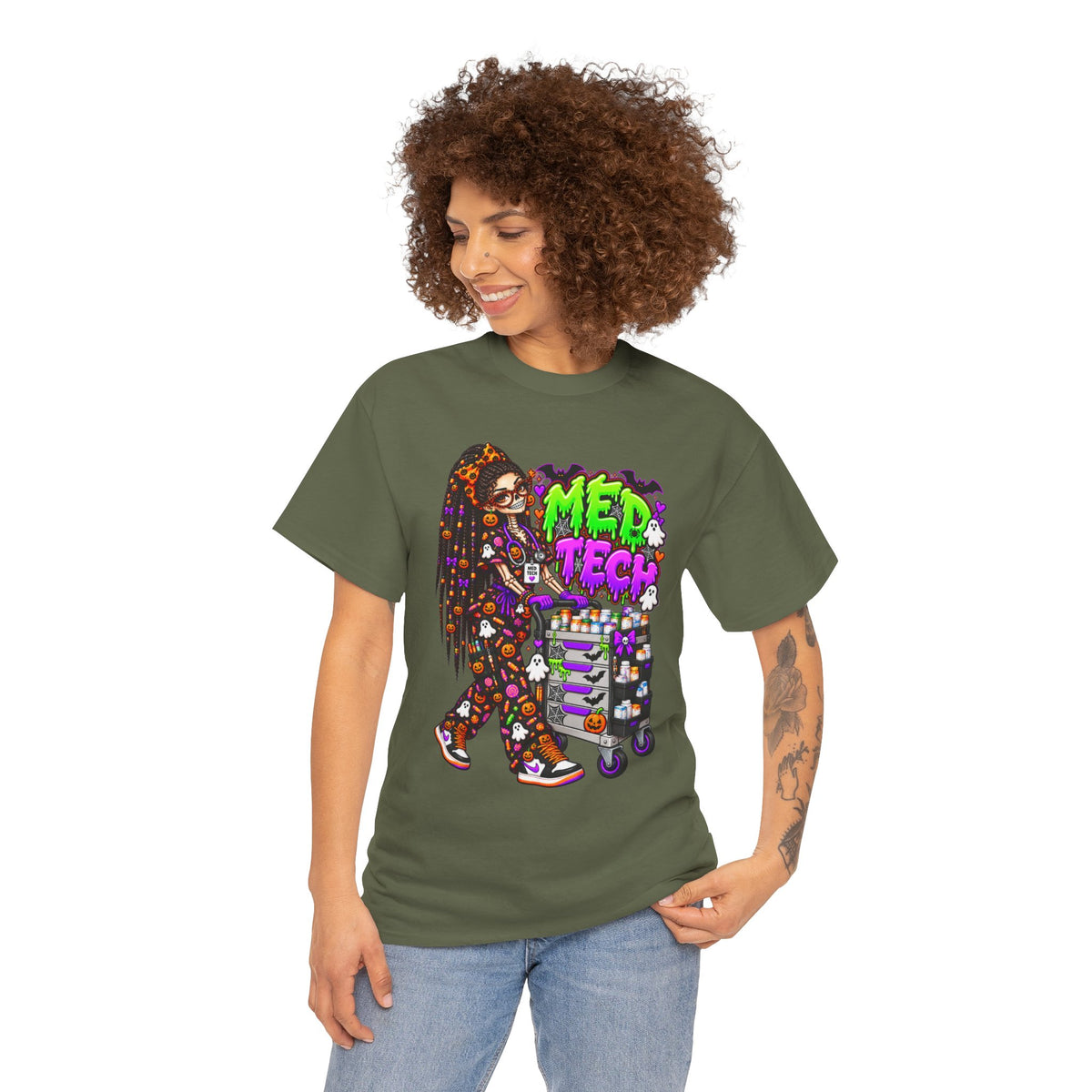 Med Tech Halloween Skeleton Graphic T-Shirt