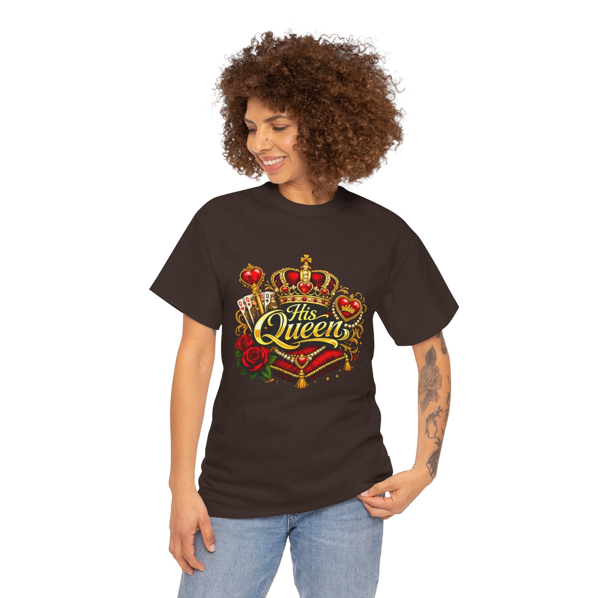 His Queen T-Shirt — Royal Crown & Rose Graphic Tee