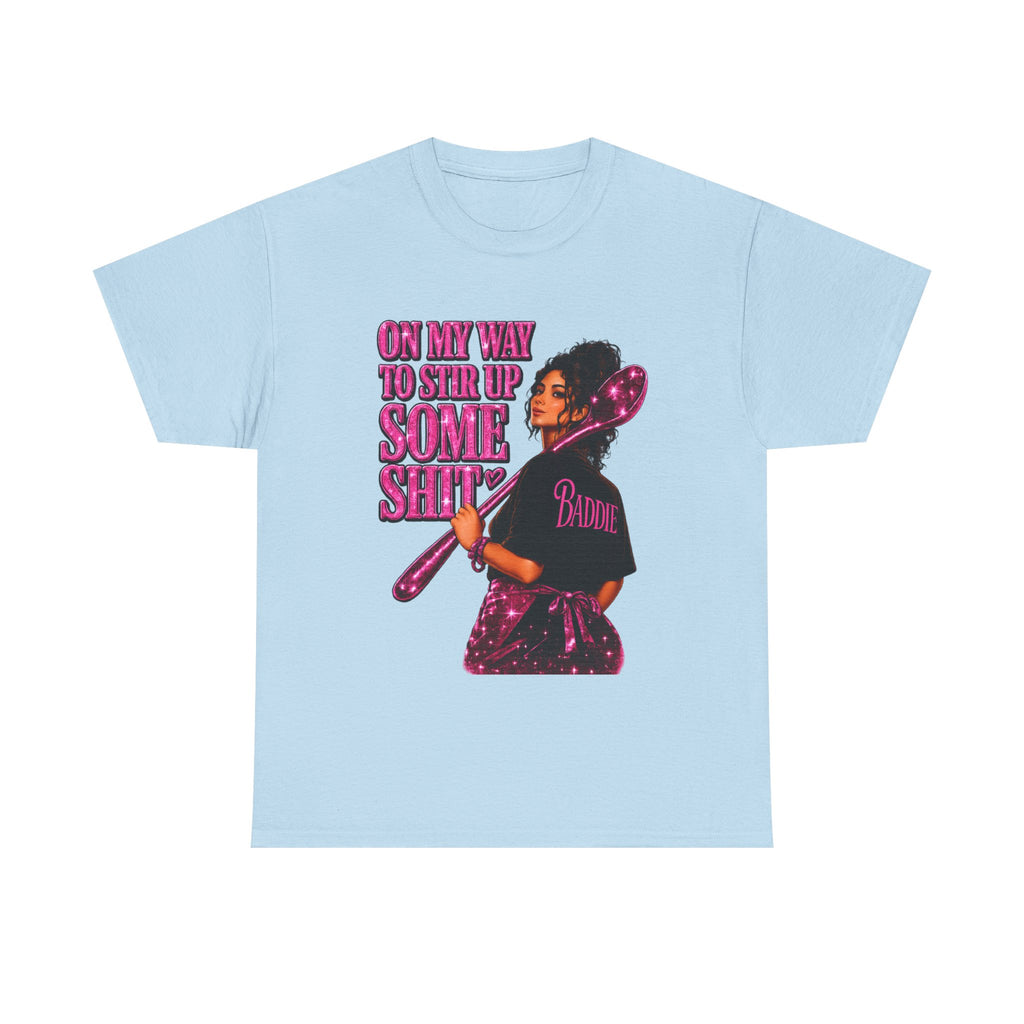 T-Shirt — 'On My Way to Stir Up Some Shit' Retro Baker Graphic Tee