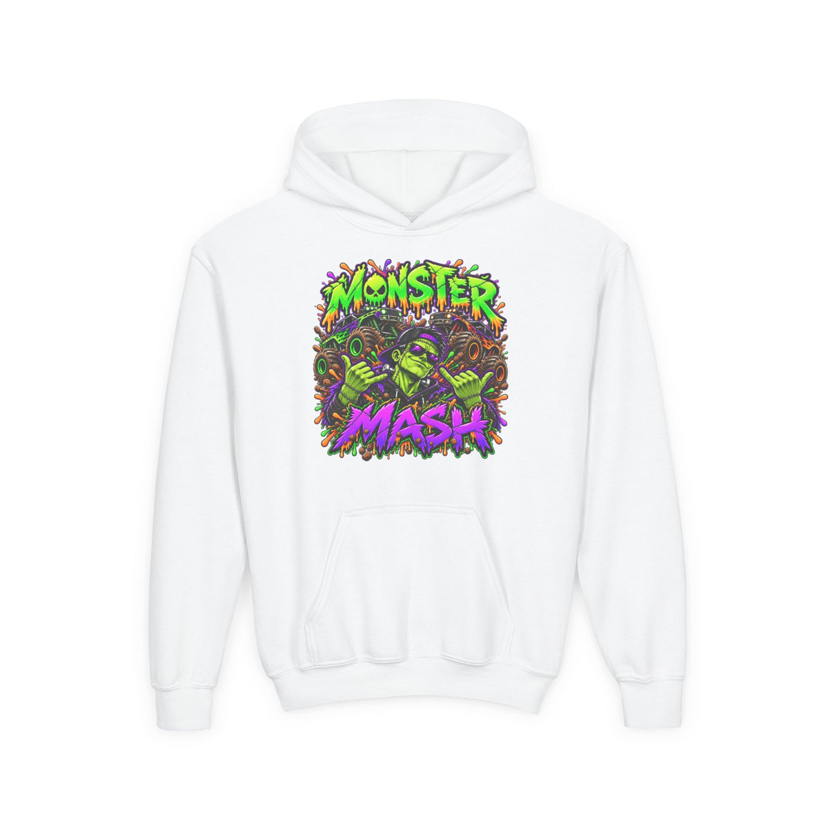 Monster Mash Youth Hoodie – Colorful Halloween Kids Sweatshirt
