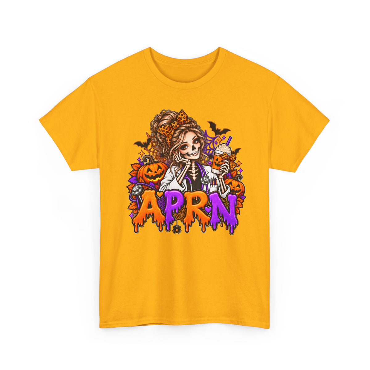 APRN Halloween Nurse Tee — Cute Spooky Pumpkin Skeleton Medical Shirt