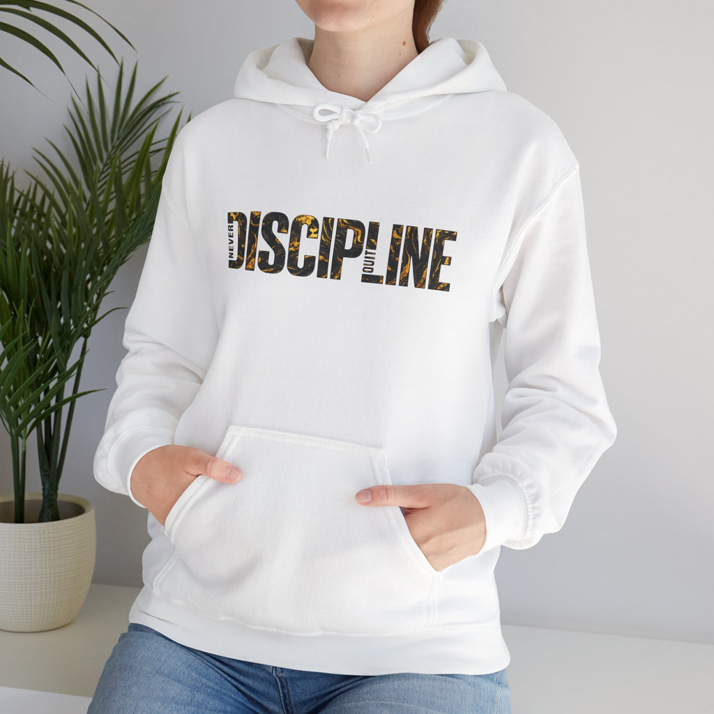 Discipline Hoodie — Bold Marble Print Motivational Sweatshirt