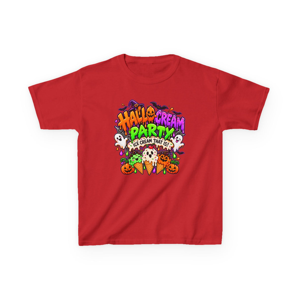 Kids Halloween Ice Cream Party T-Shirt — Cute Spooky Ghosts & Pumpkin Treats