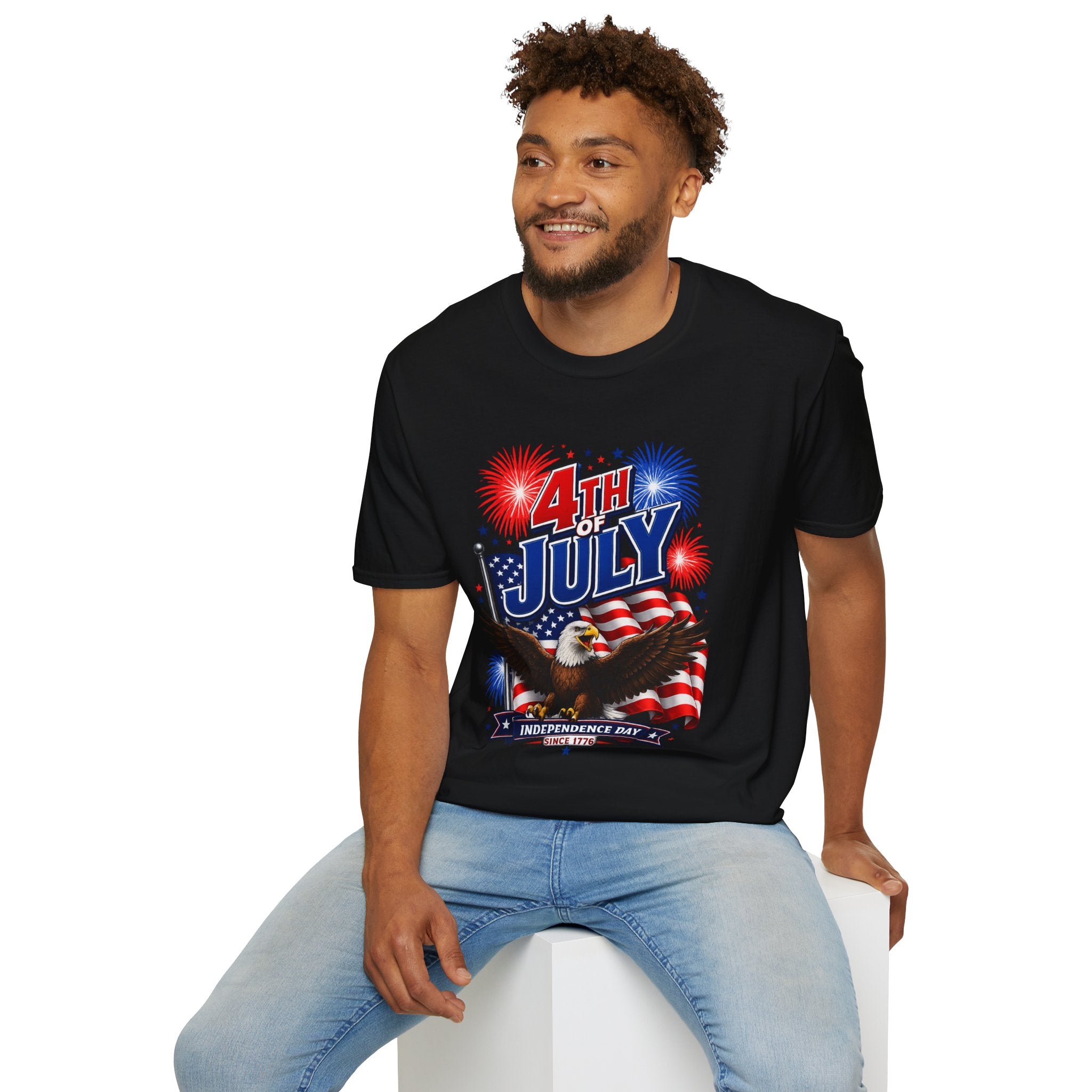 4th of July T-Shirt — Patriotic Fireworks & Eagle Independence Day Tee