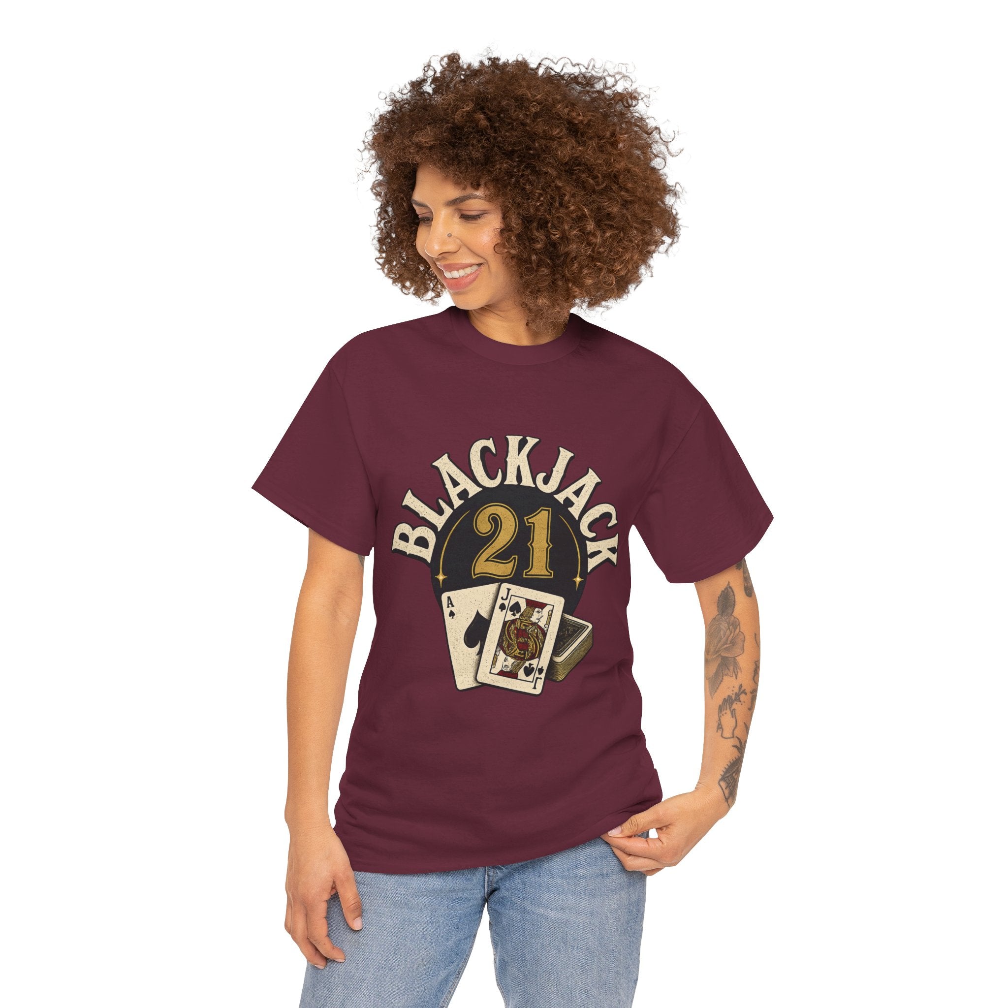 Blackjack 21 Graphic Tee — Casino Playing Cards Shirt