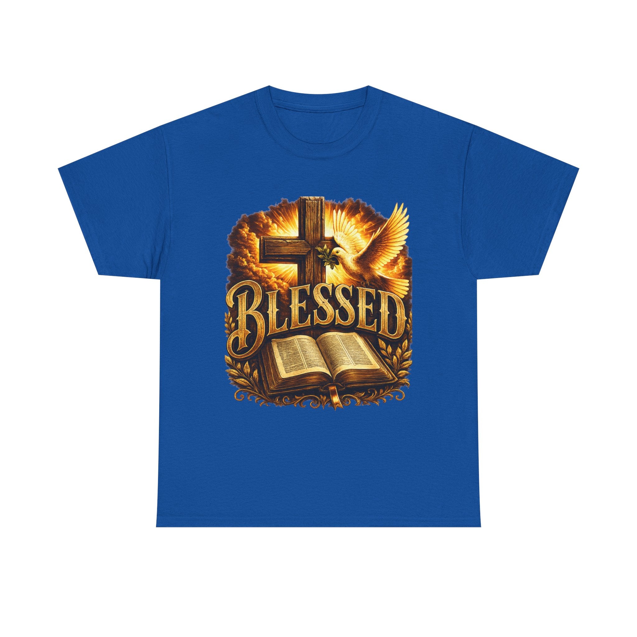 Blessed Christian Tee — Cross, Dove & Bible Faith Shirt