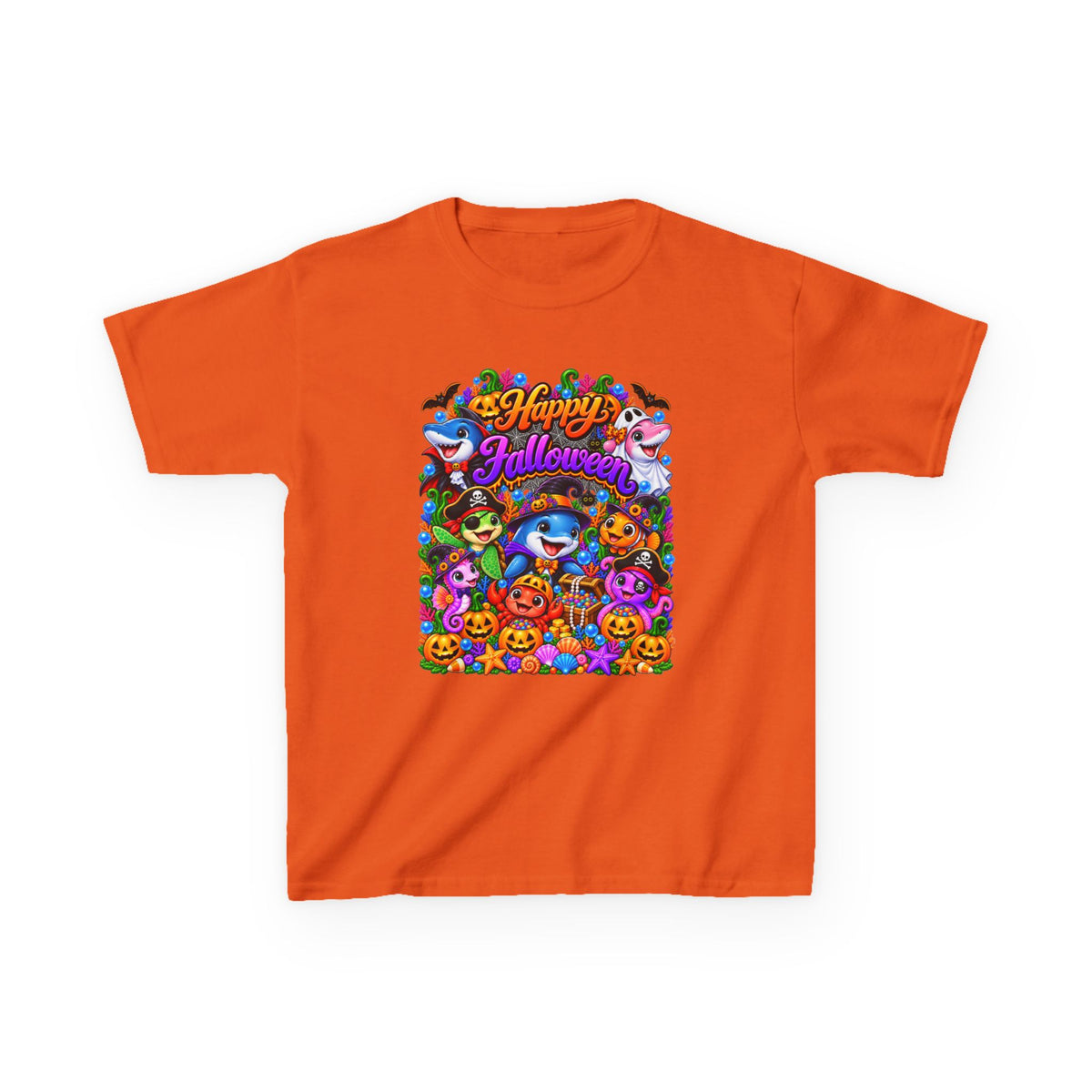 Kids Halloween T-Shirt — Colorful Happy Halloween Cartoon Design