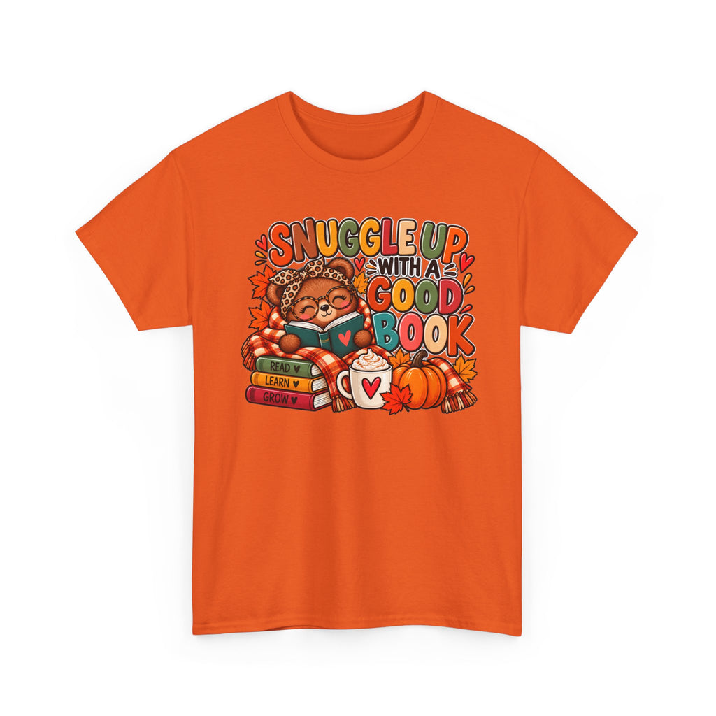 Cozy Fall Reading T‑Shirt - "Snuggle Up With A Good Book" Cute Autumn Booklover Tee
