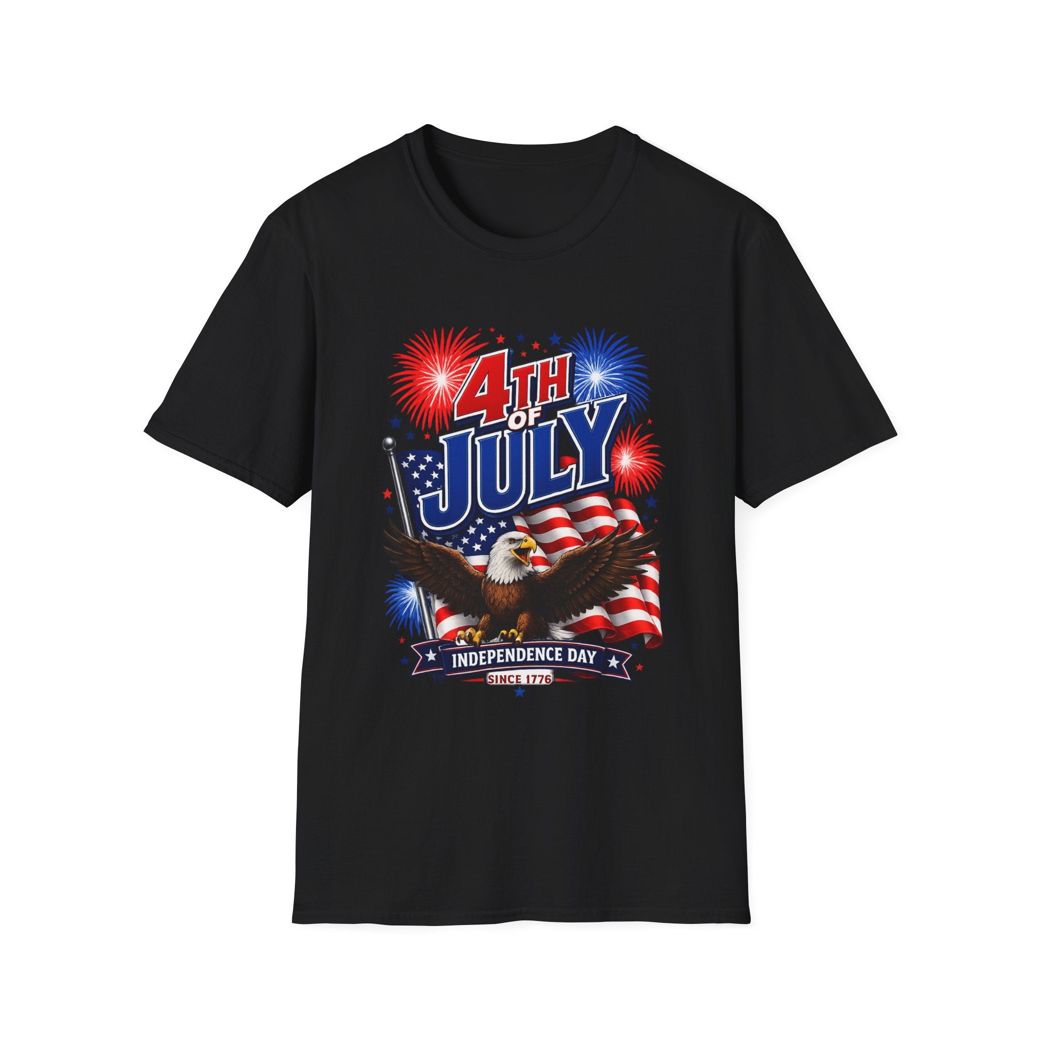4th of July T-Shirt — Patriotic Fireworks & Eagle Independence Day Tee