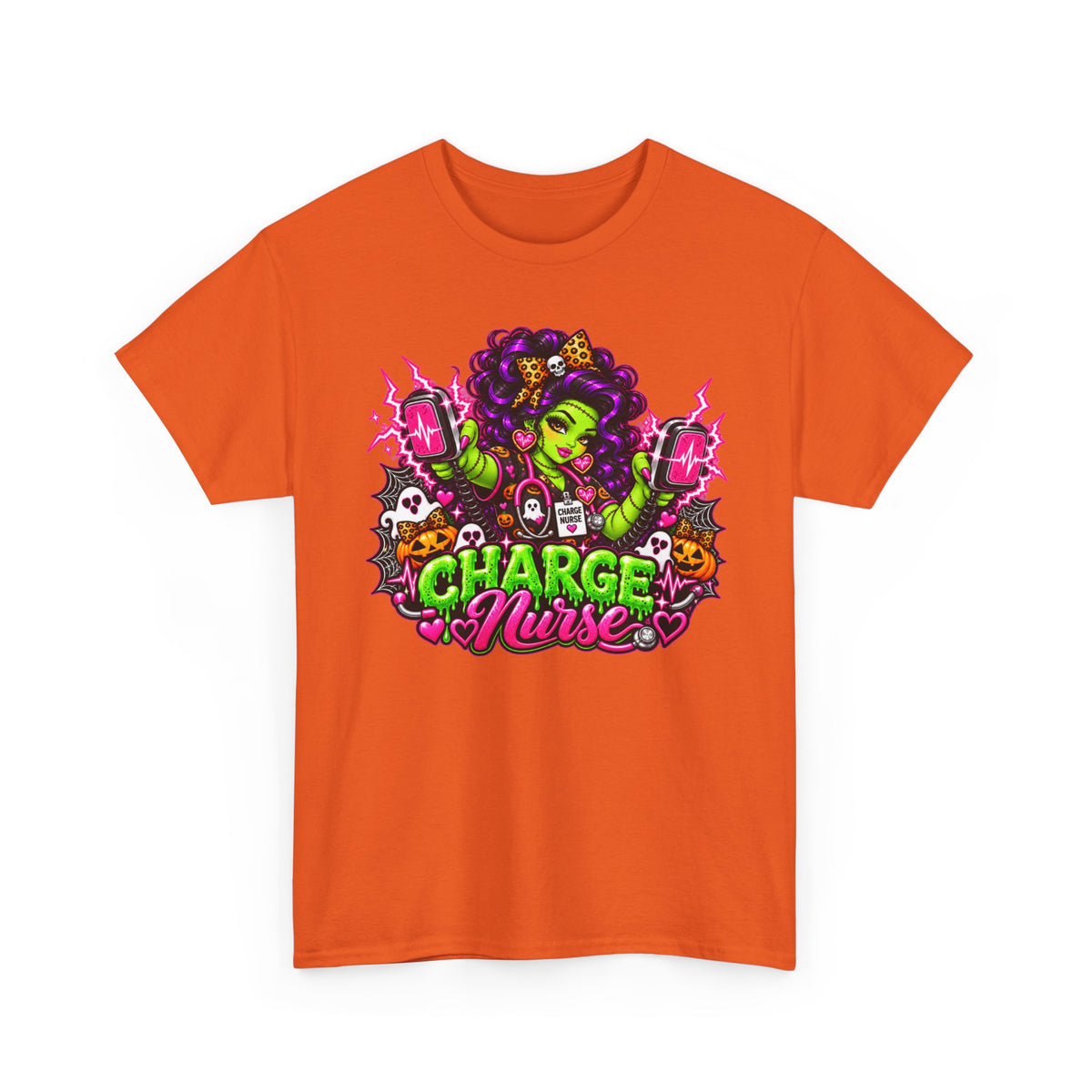Charge Nurse Graphic Tee — Cute Spooky Nurse Design for Healthcare Workers