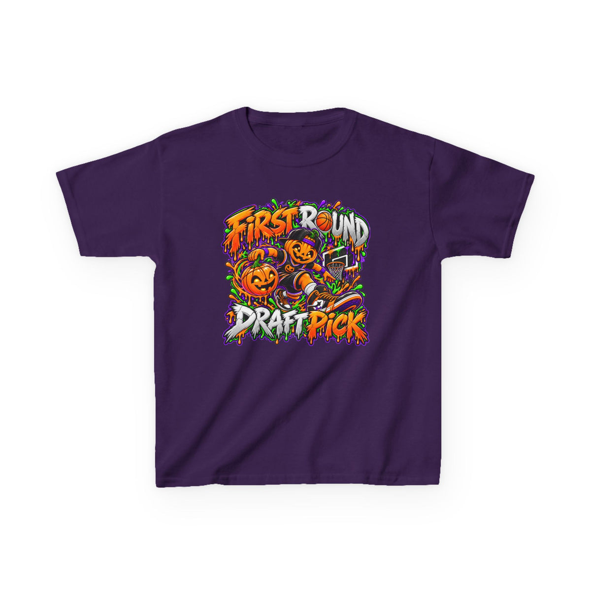Kids T‑Shirt — 'First Round Draft Pick' Halloween Pumpkin Graphic Tee