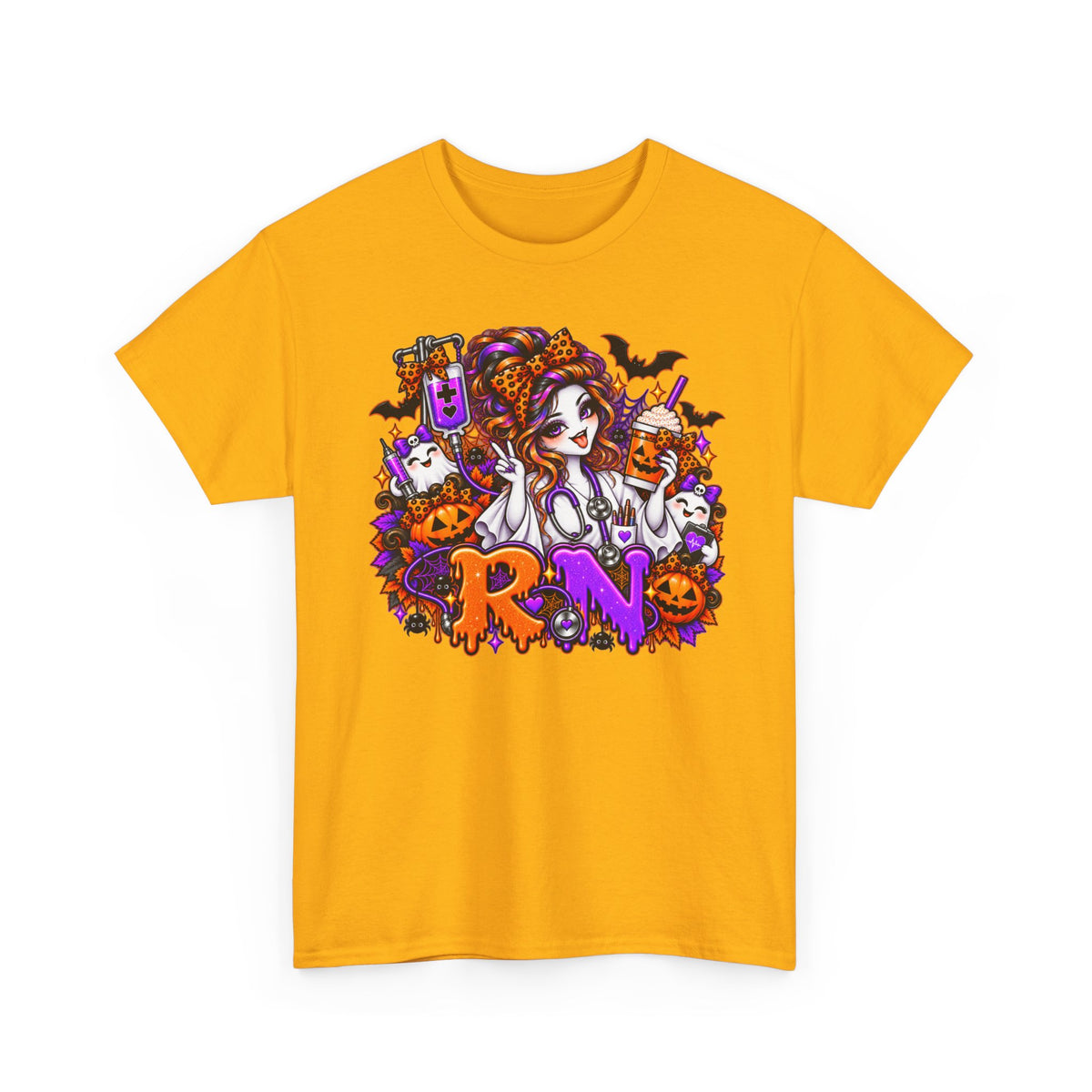 Halloween Nurse RN T‑Shirt — Spooky Pumpkin Skull Medical Halloween Tee