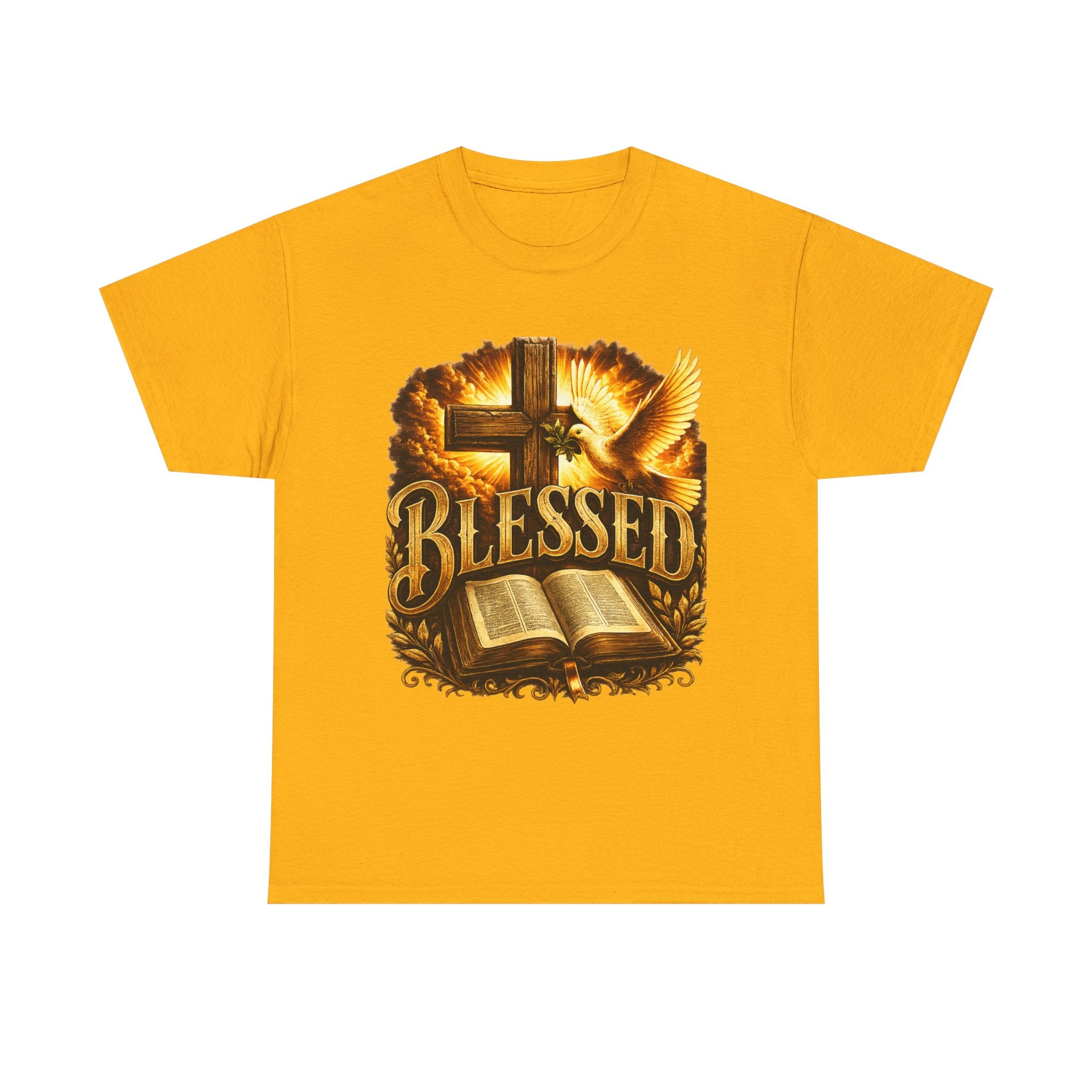 Blessed Christian Tee — Cross, Dove & Bible Faith Shirt