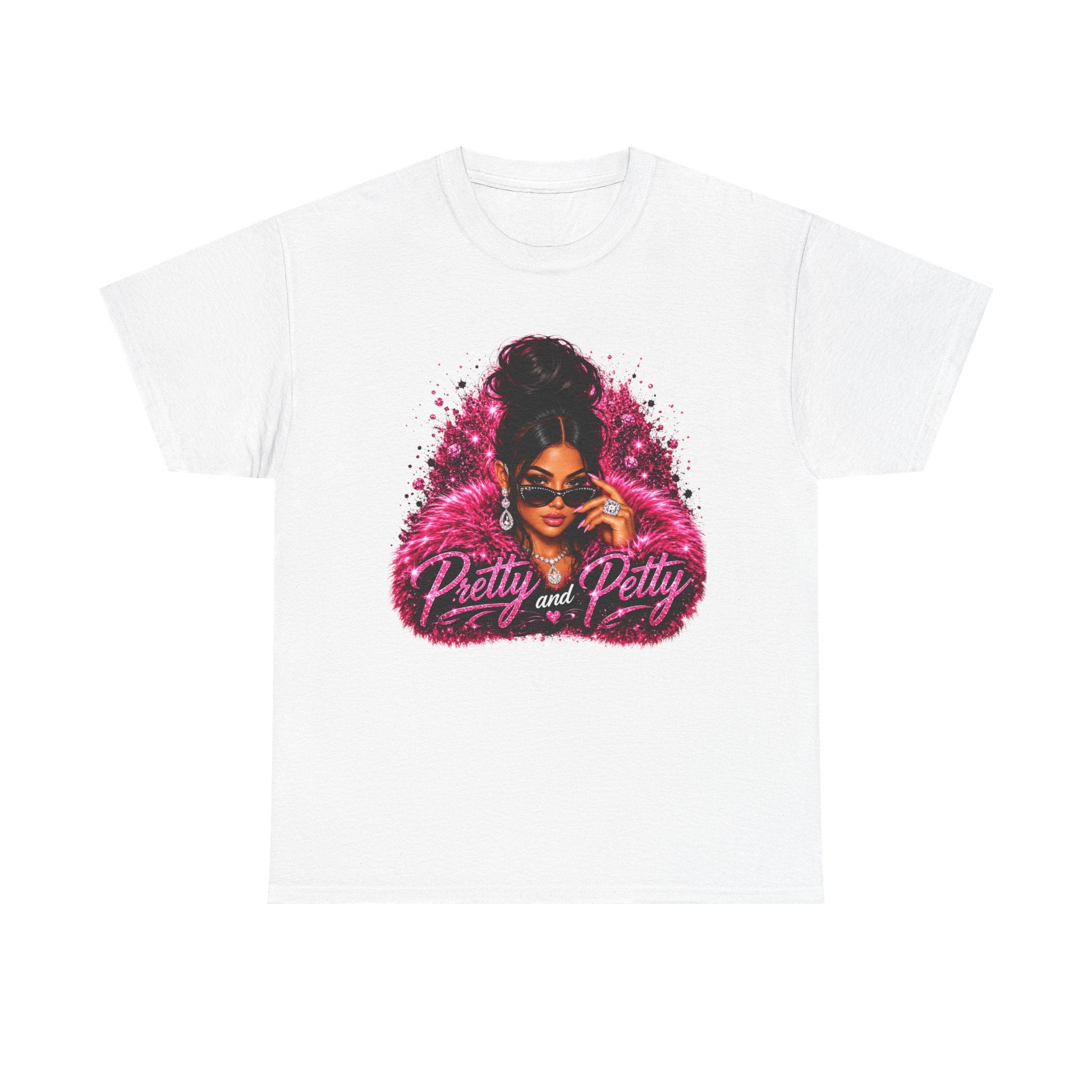 Pretty and Petty Graphic Tee — Bold Pink Afro Chic Women's Shirt