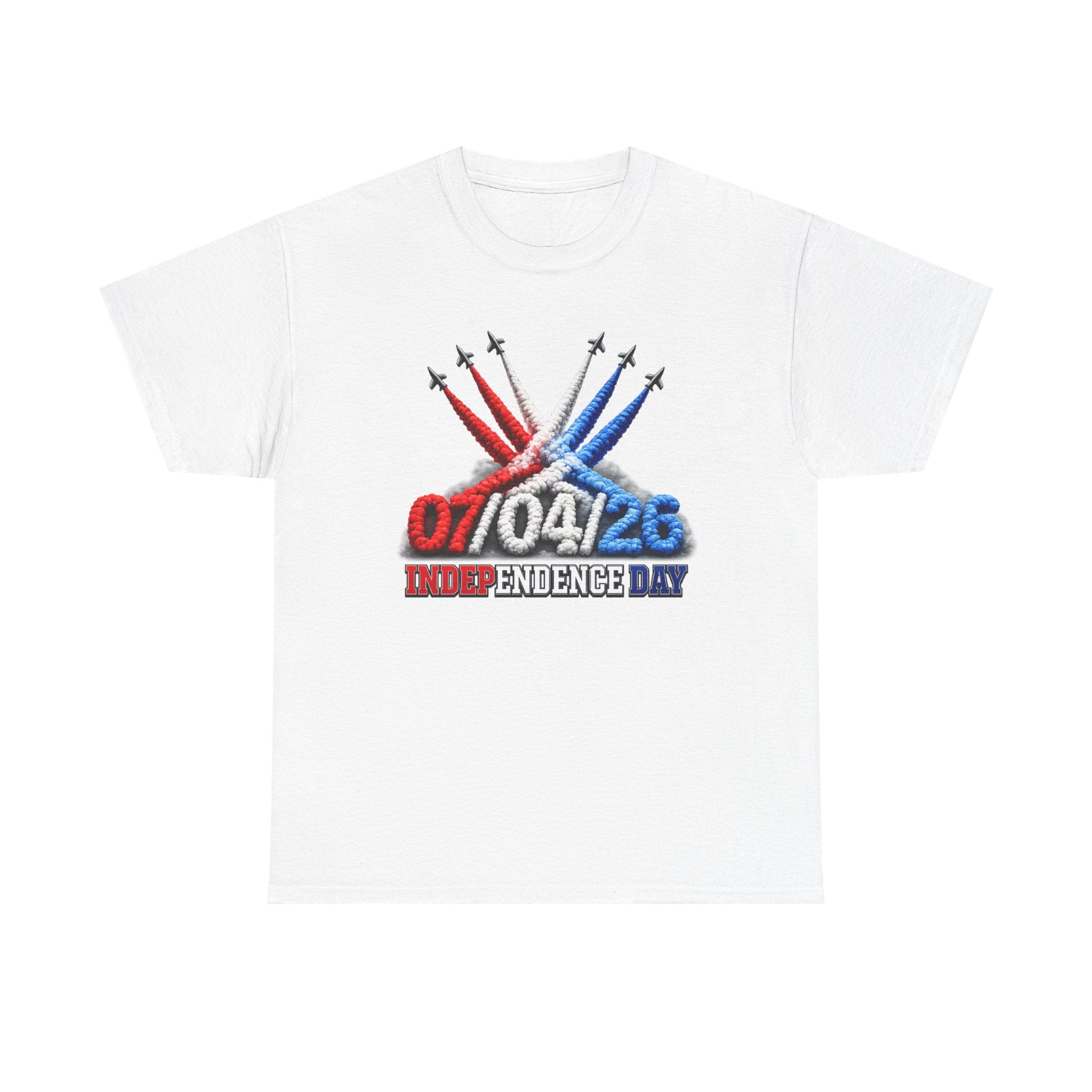 Independence Day Jet Flyover T-Shirt — 07/04/26 Patriotic Red White Blue Tee