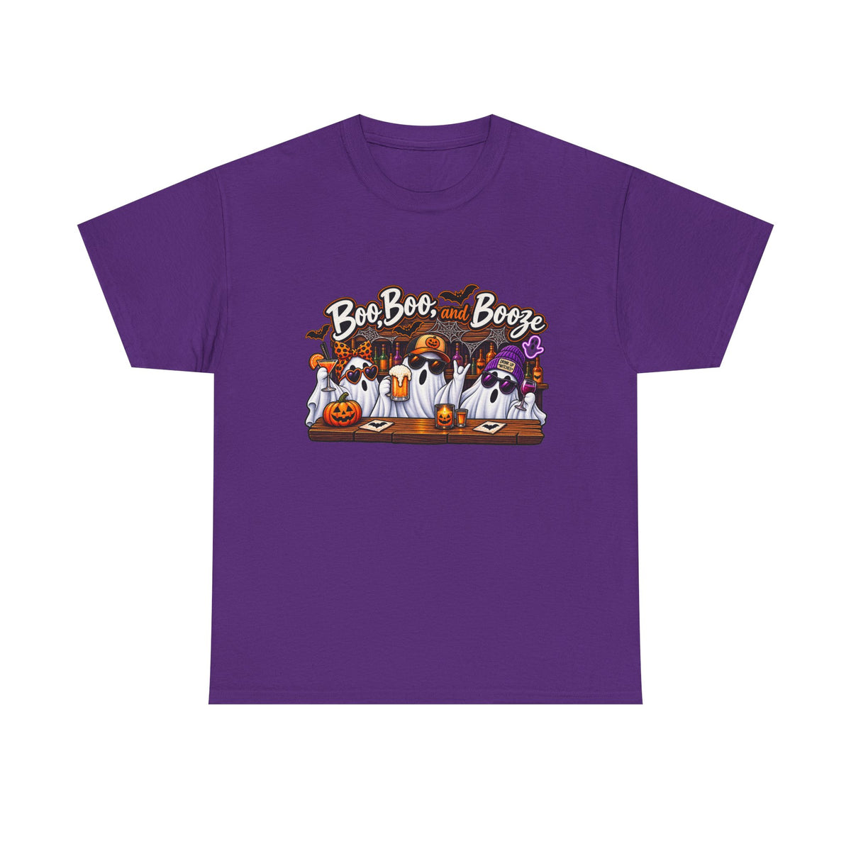 Boo, Booze & Ghosts Halloween T-Shirt — Cute Spooky Party Tee