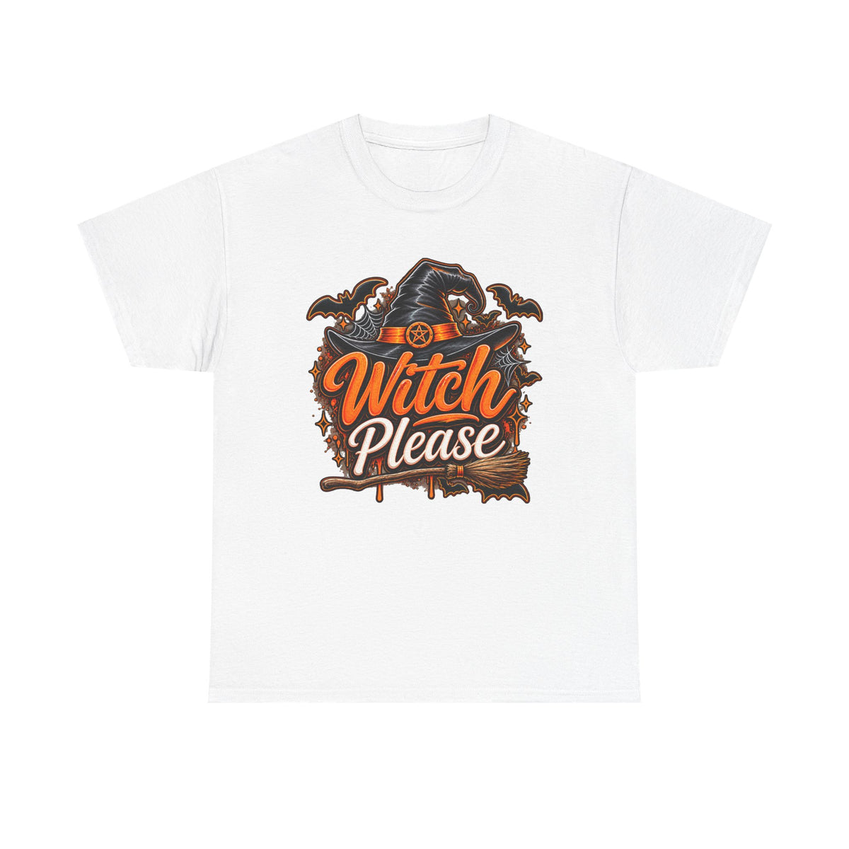 Witch Please T‑Shirt — Funny Halloween Witch Hat & Broom Tee