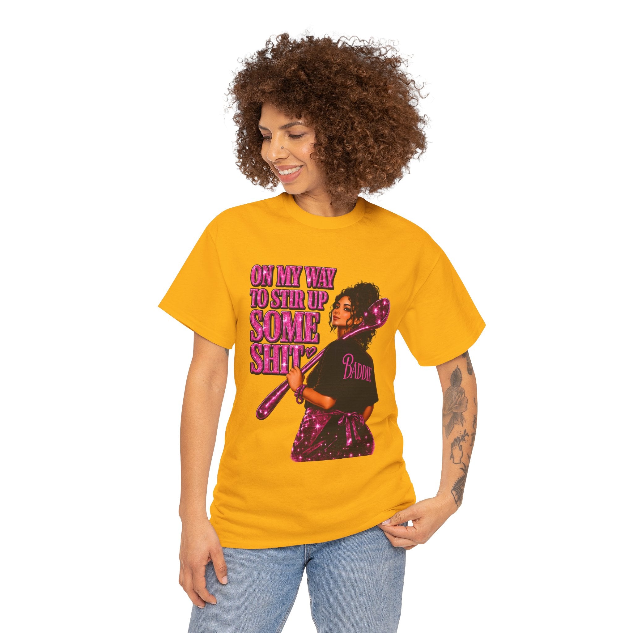 T-Shirt — 'On My Way to Stir Up Some Shit' Retro Baker Graphic Tee