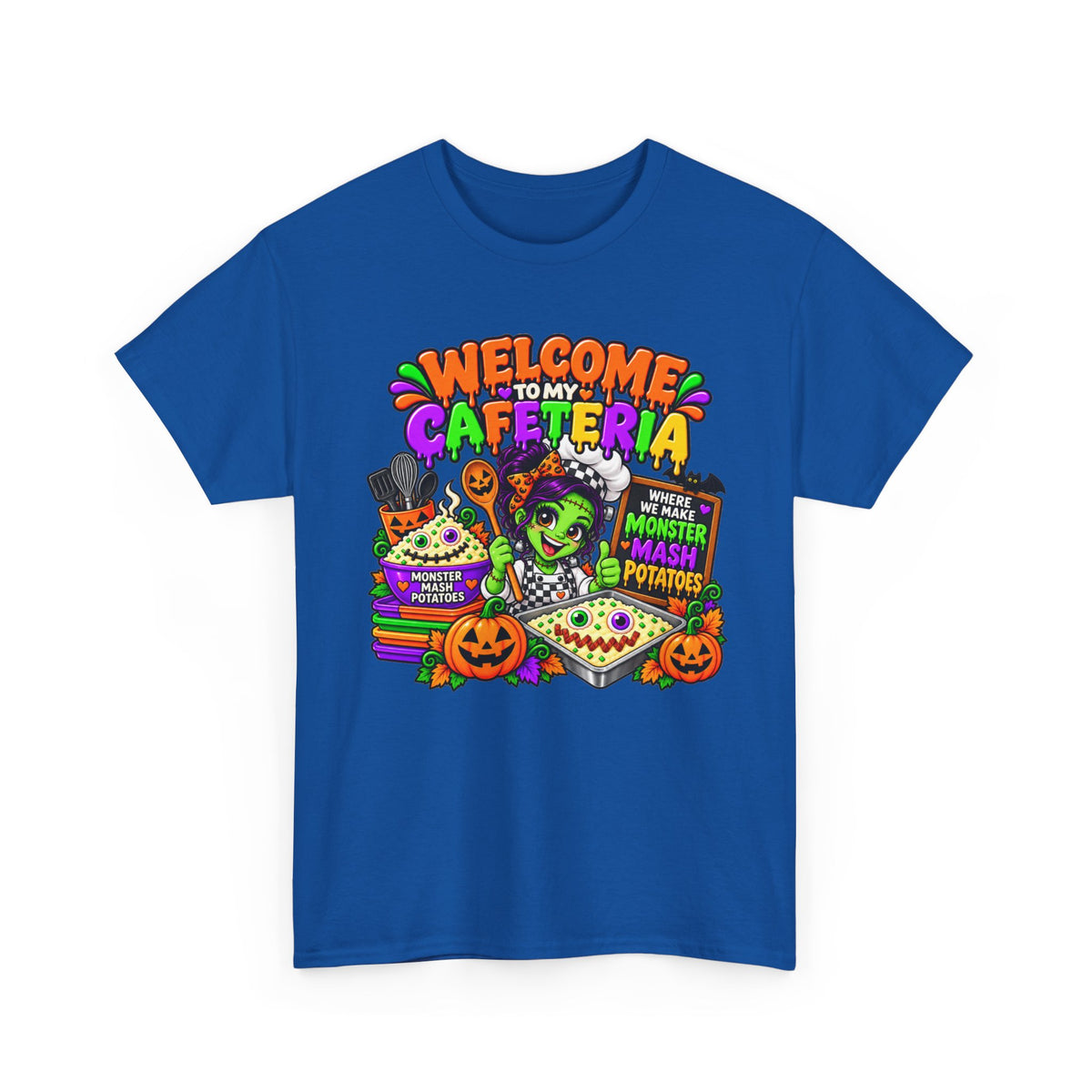 Cafeteria Welcome Halloween T-Shirt — "Welcome to My Cafeteria" Monster Lunch Tee
