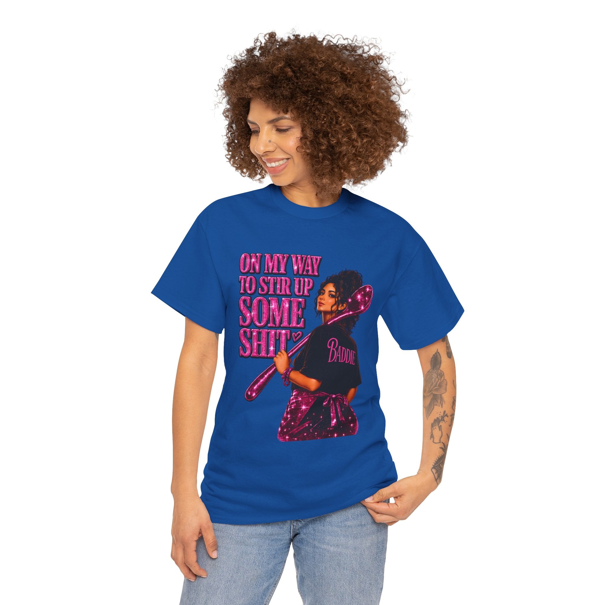 T-Shirt — 'On My Way to Stir Up Some Shit' Retro Baker Graphic Tee