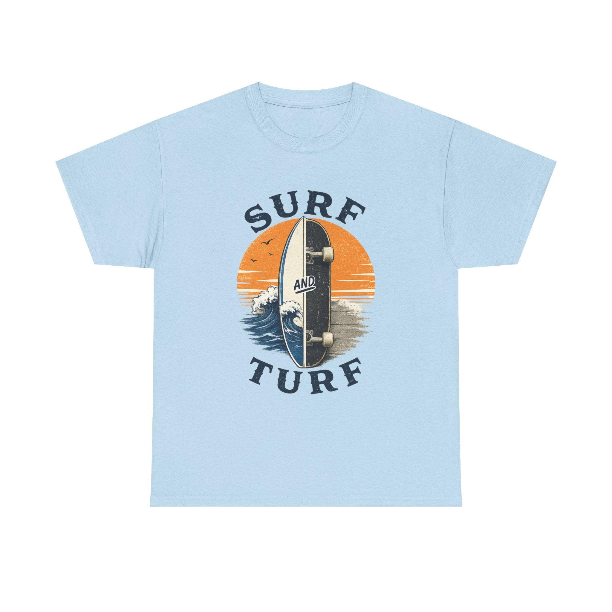 Surf and Turf Skateboard Tee — Vintage Coastal Surfing Skate Shirt