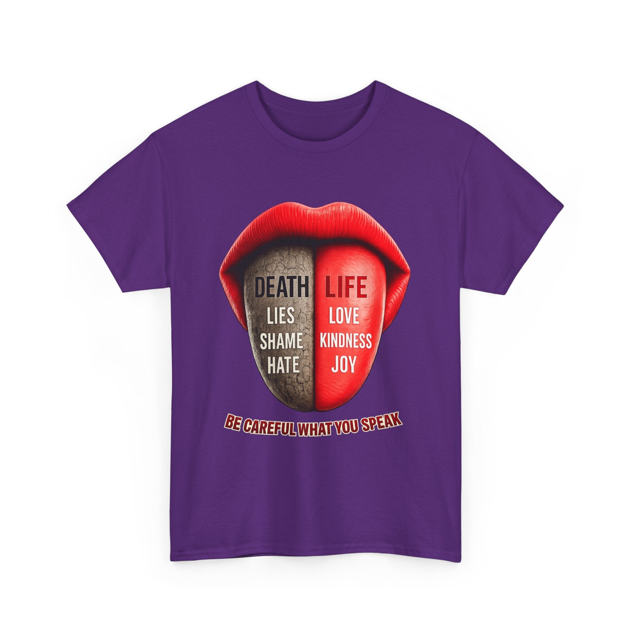 Graphic Tee — "Be Careful What You Speak" Lips Design (Life vs Death Message)