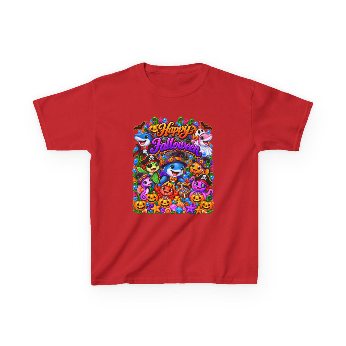 Kids Halloween T-Shirt — Colorful Happy Halloween Cartoon Design