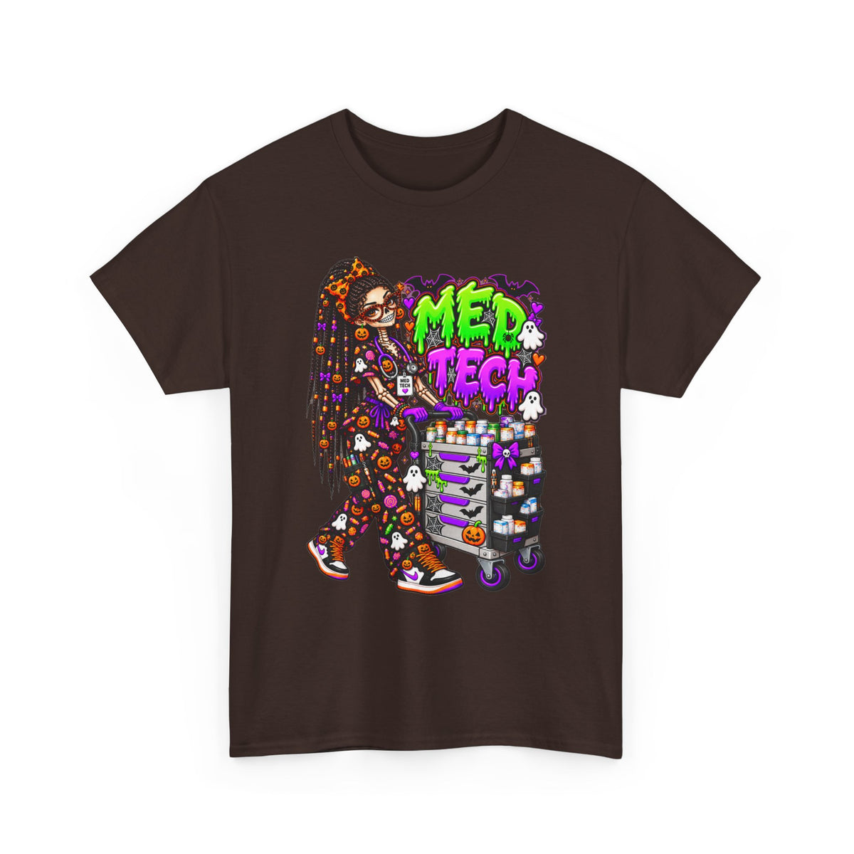 Med Tech Halloween Skeleton Graphic T-Shirt
