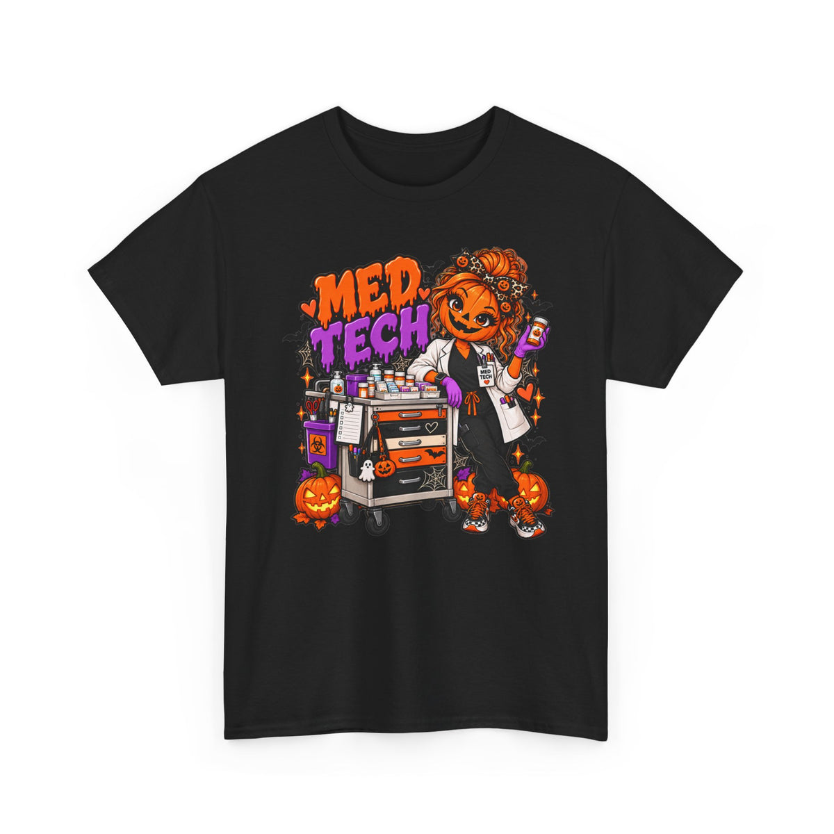 Med Tech Halloween T-Shirt — Cute Medical Technician Pumpkin Nurse Tee