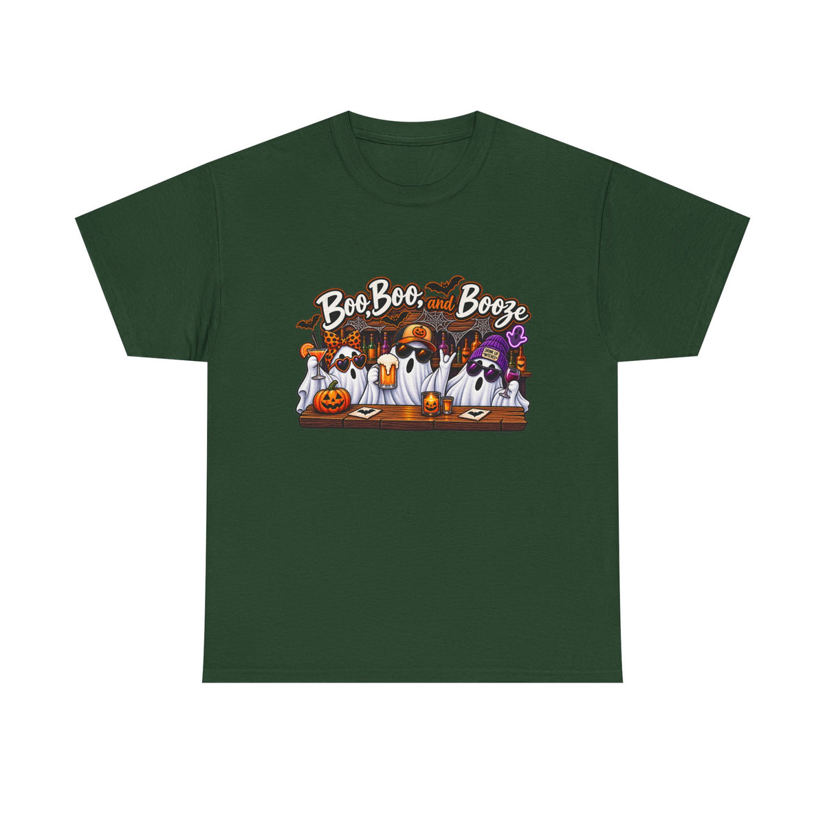 Boo, Booze & Ghosts Halloween T-Shirt — Cute Spooky Party Tee